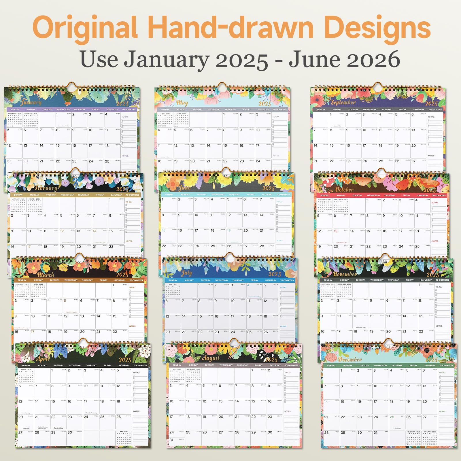 2025-2026 Monthly Wall Calendar - 18 Months from January 2025 to June 2026, 11