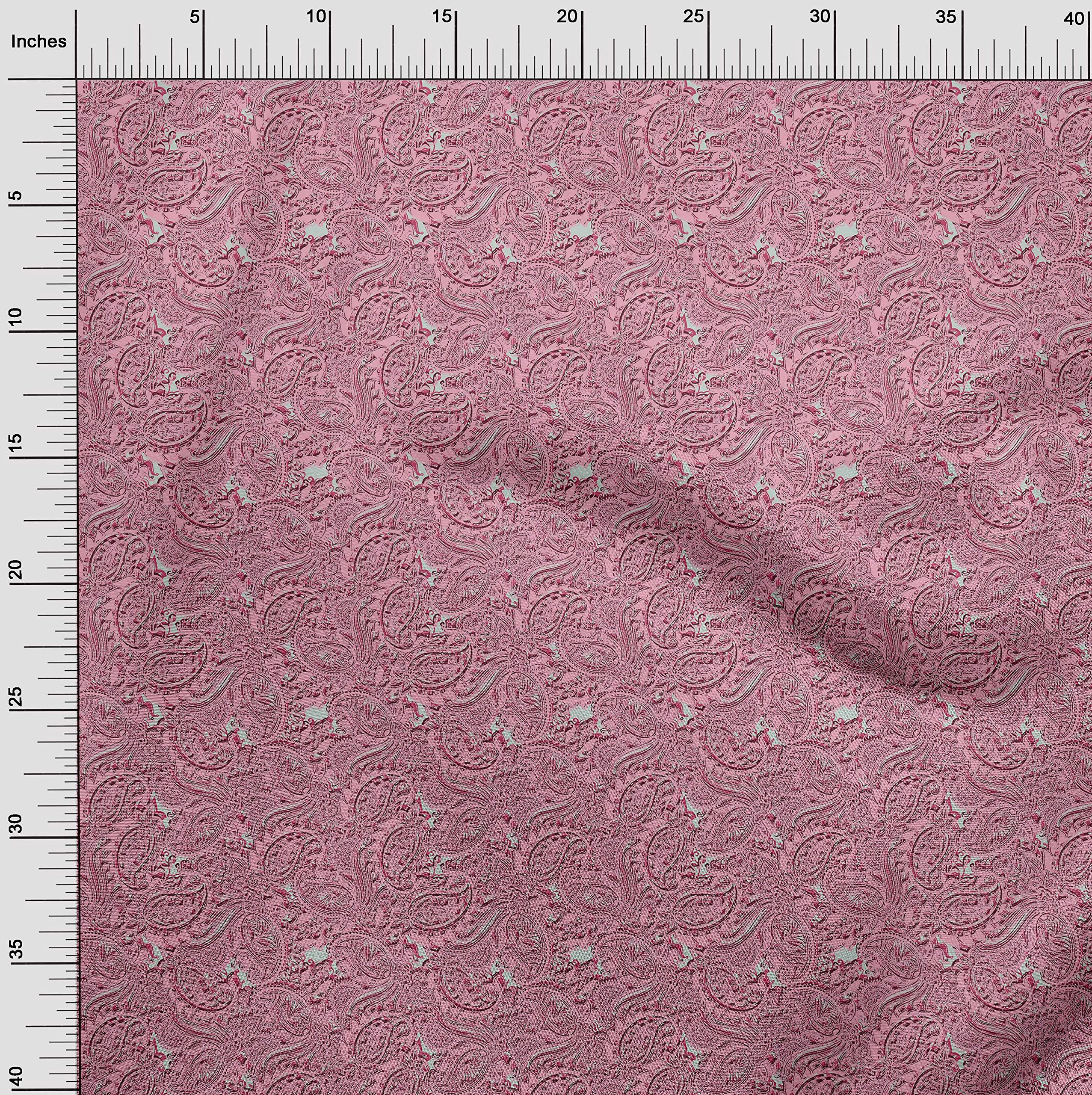 oneOone Cotton Flex Pink Kalamkari Printed Dress Fabric - 40 Inch Wide by The Yard (591) | Perfect for Ethnic Dresses, Sarees, and Home Decor Projects