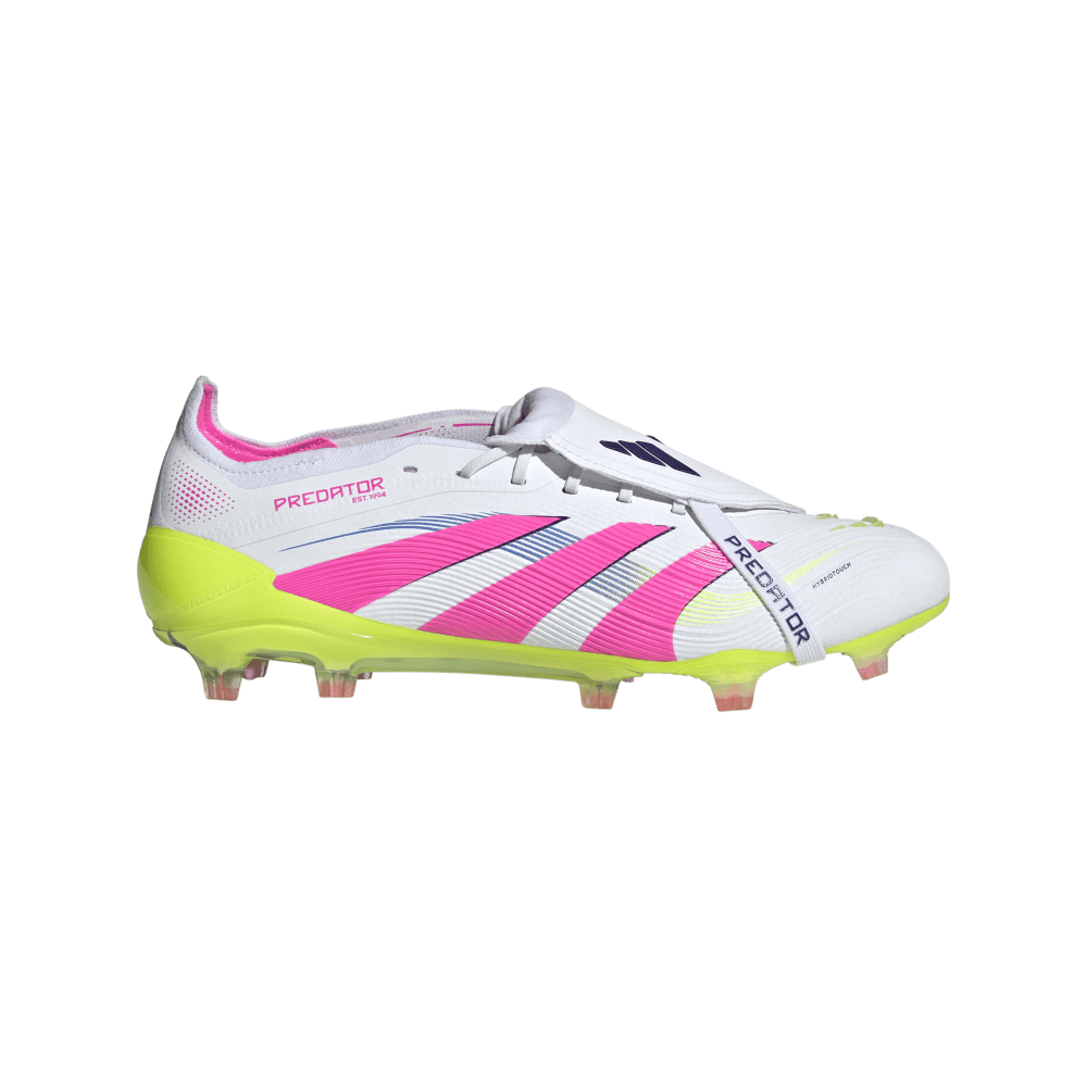Adidas Predator Elite FG Soccer Cleats - Fold Over Tongue Design, Cloud White/Lucid Pink/Lucid Lemon - Perfect for Competitive Matches & Training Sessions