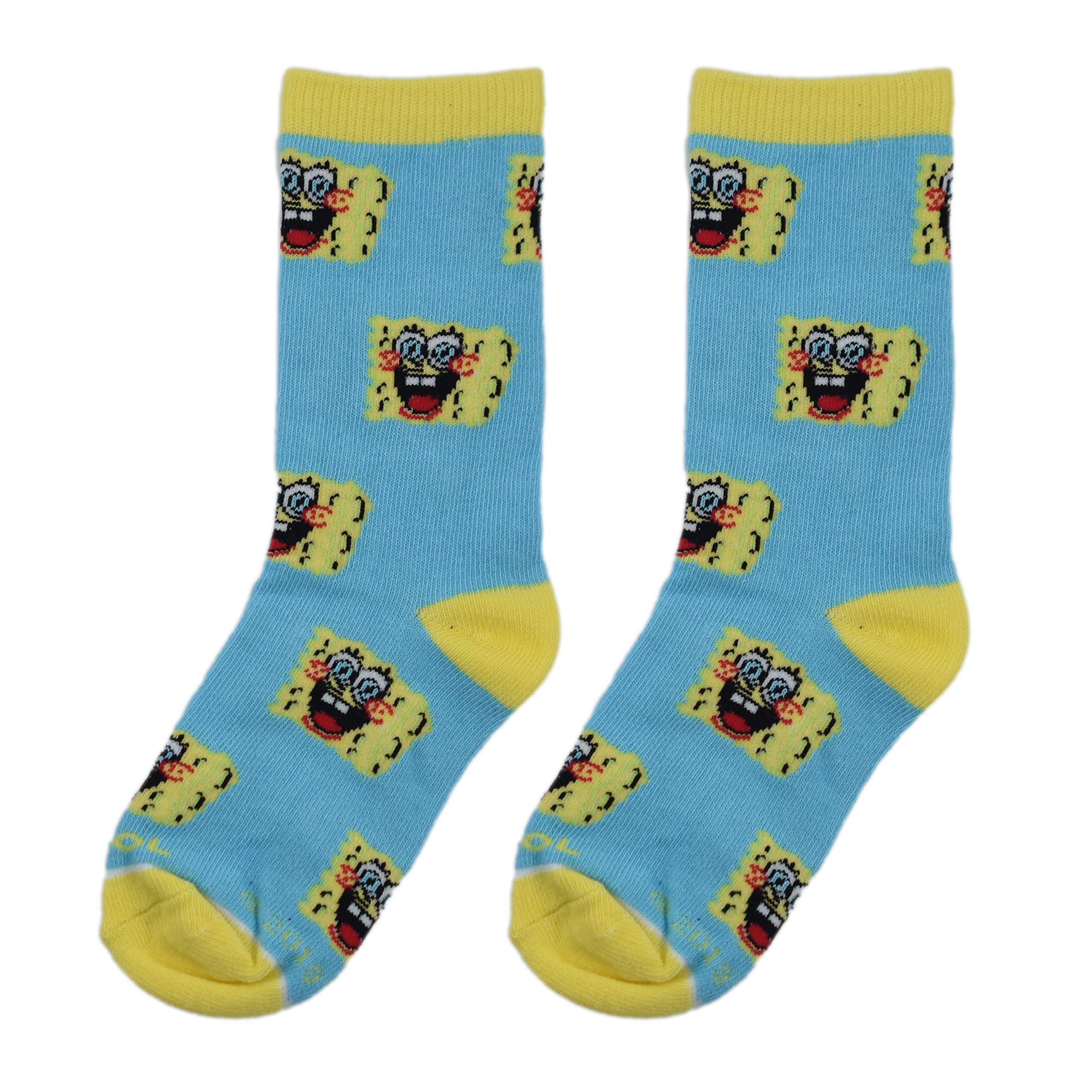 Spongebob Squarepants Kids Crew Socks - 90s Nickelodeon Cartoon Character Socks for Boys & Girls - Perfect for School, Cosplay & Nostalgic Gifts