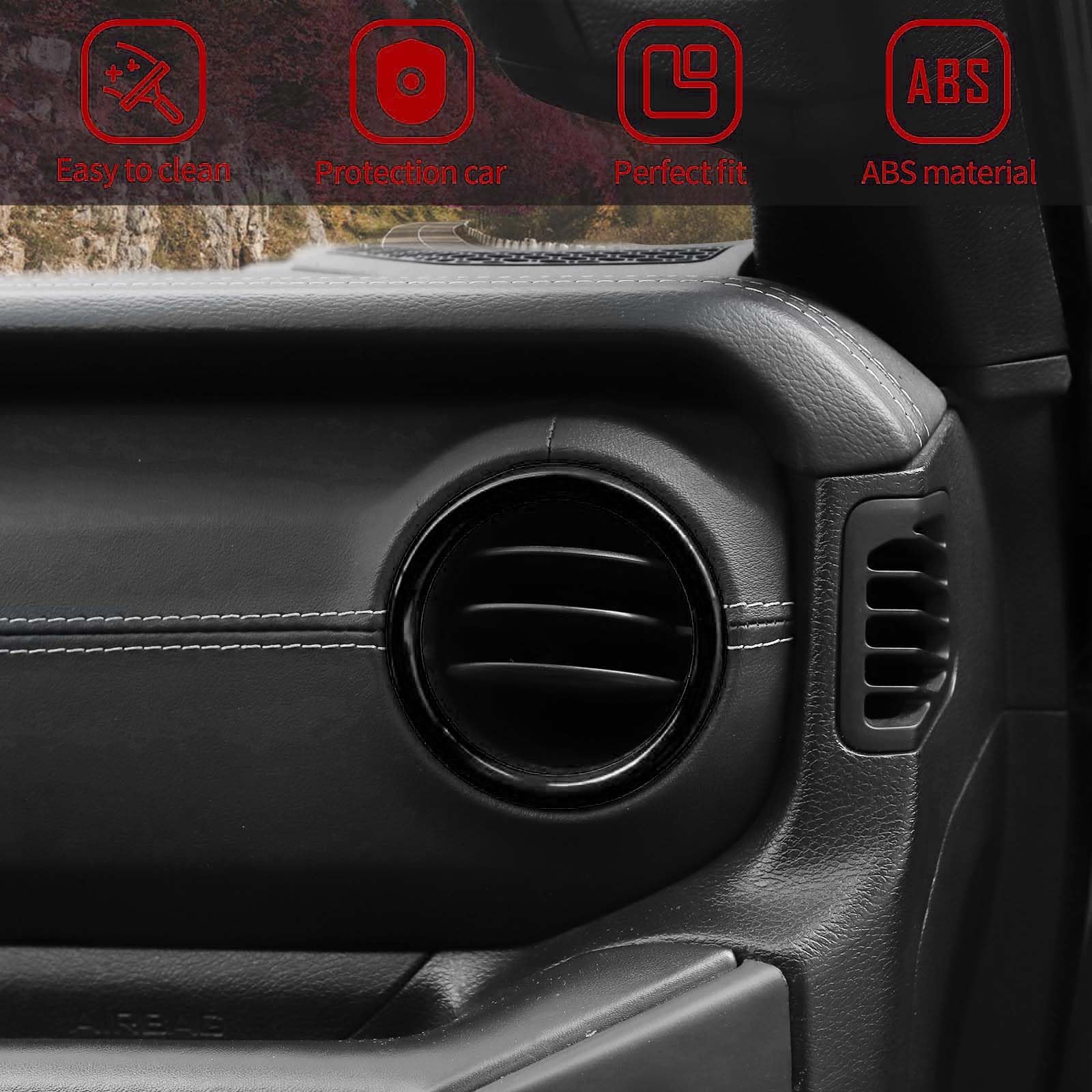 Jeep JL Dash Air Vent Outlet Bezel & Ventilation Grille Trim - ABS Black Interior Accessory for 2018-2023 Jeep Wrangler JL/JLU & Gladiator JT - Perfect for Off-Roading & Custom Interior Upgrades