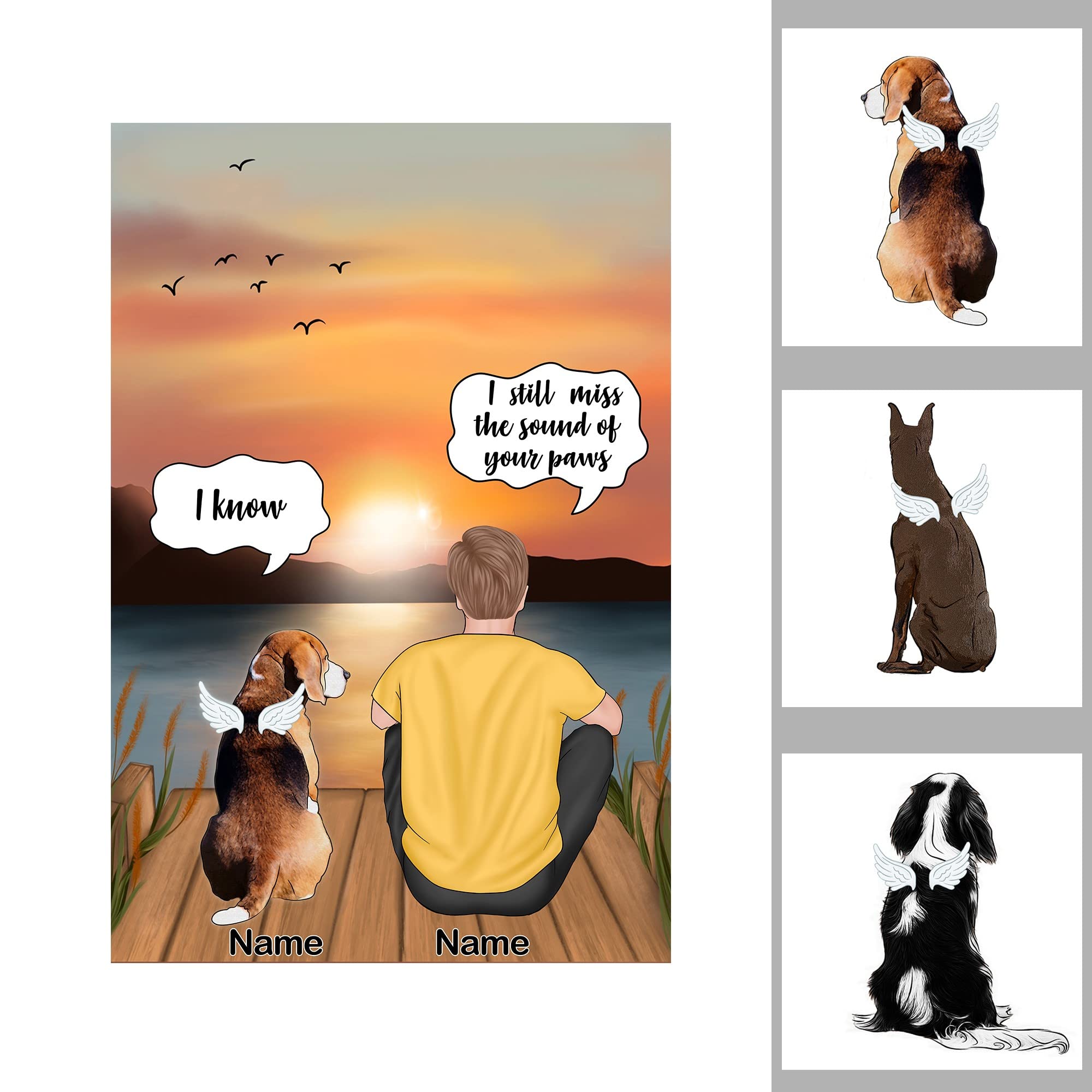Custom Dog Memorial Poster - Personalized Dog Dad & Dog Lover Gift - Handmade Dog Portrait Art Print (24x36 Inch) - Perfect for Pet Loss Remembrance & Home Decor