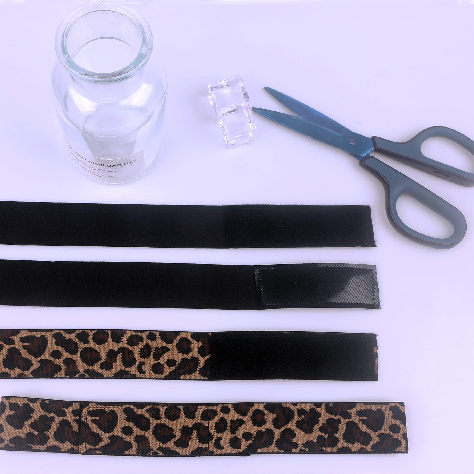 4PCS Adjustable Elastic Wig Bands for Lace Front Wigs - Black & Leopard Edge Laying Bands for Secure Fit | Perfect for Cosplay, Daily Wear & Lace Wig Styling
