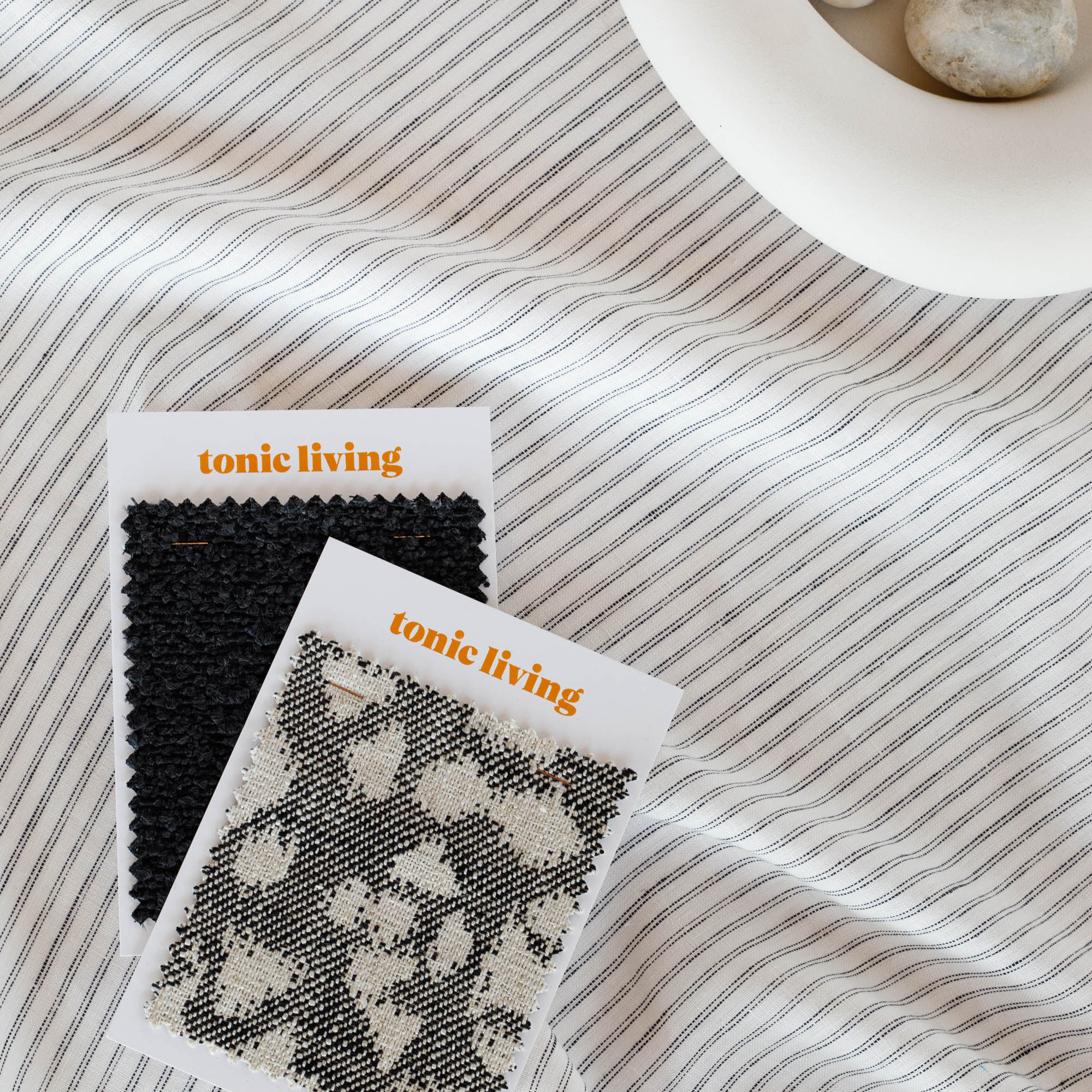 Verona Stripe Linen Fabric - Premium Jet Black Linen Material for Upholstery, Curtains & Home Decor | Perfect for DIY Sewing Projects & Luxury Interior Design