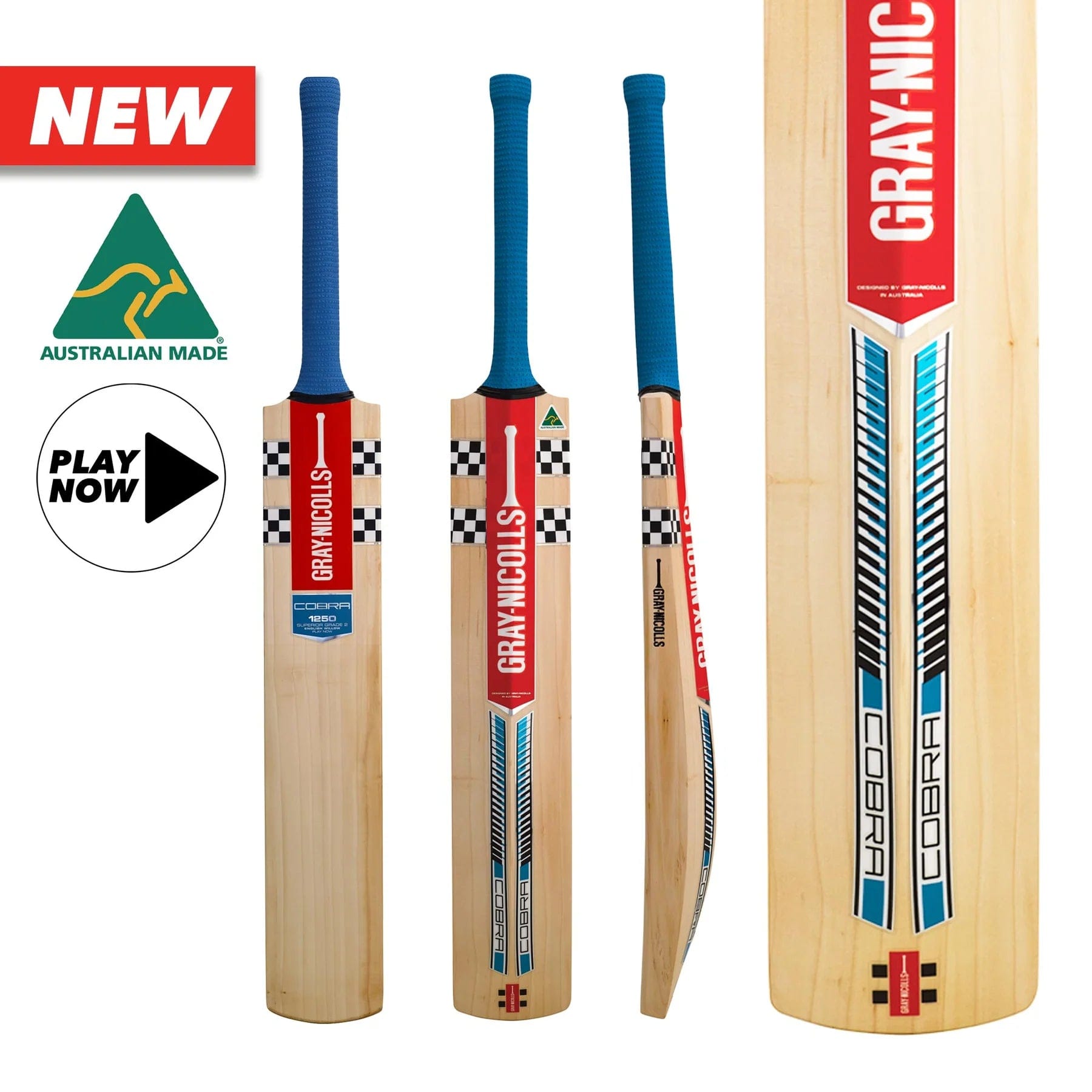 Gray Nicolls Cobra 1250 Adult Cricket Bat - Premium English Willow for Professional Players - Perfect for Matches & Training Sessions