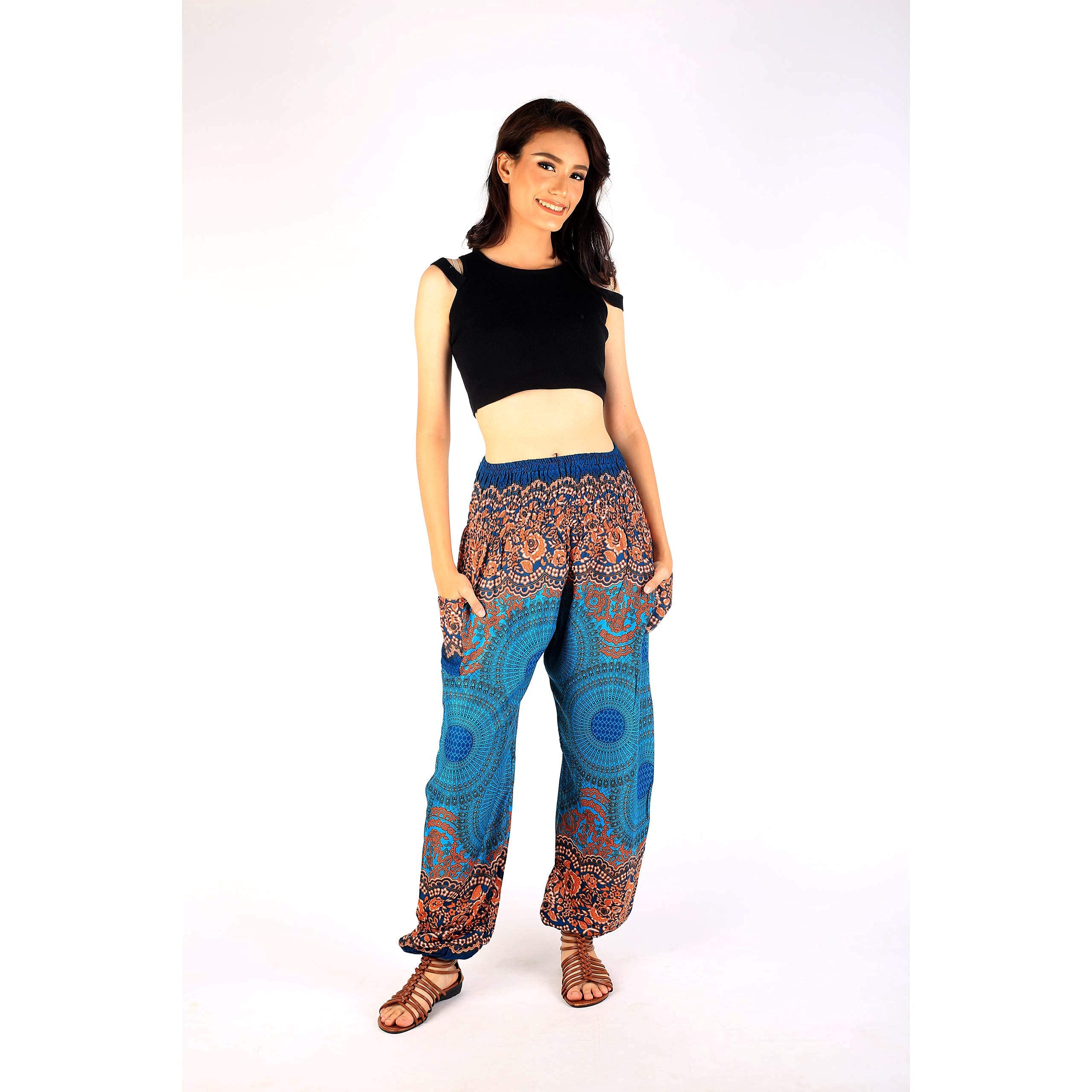 Boho Harem Pants for Women - Comfortable Yoga Trousers with Elastic Waist, Loose Fit Bohemian Beach Pants - Perfect for Yoga, Meditation, Travel and Casual Wear