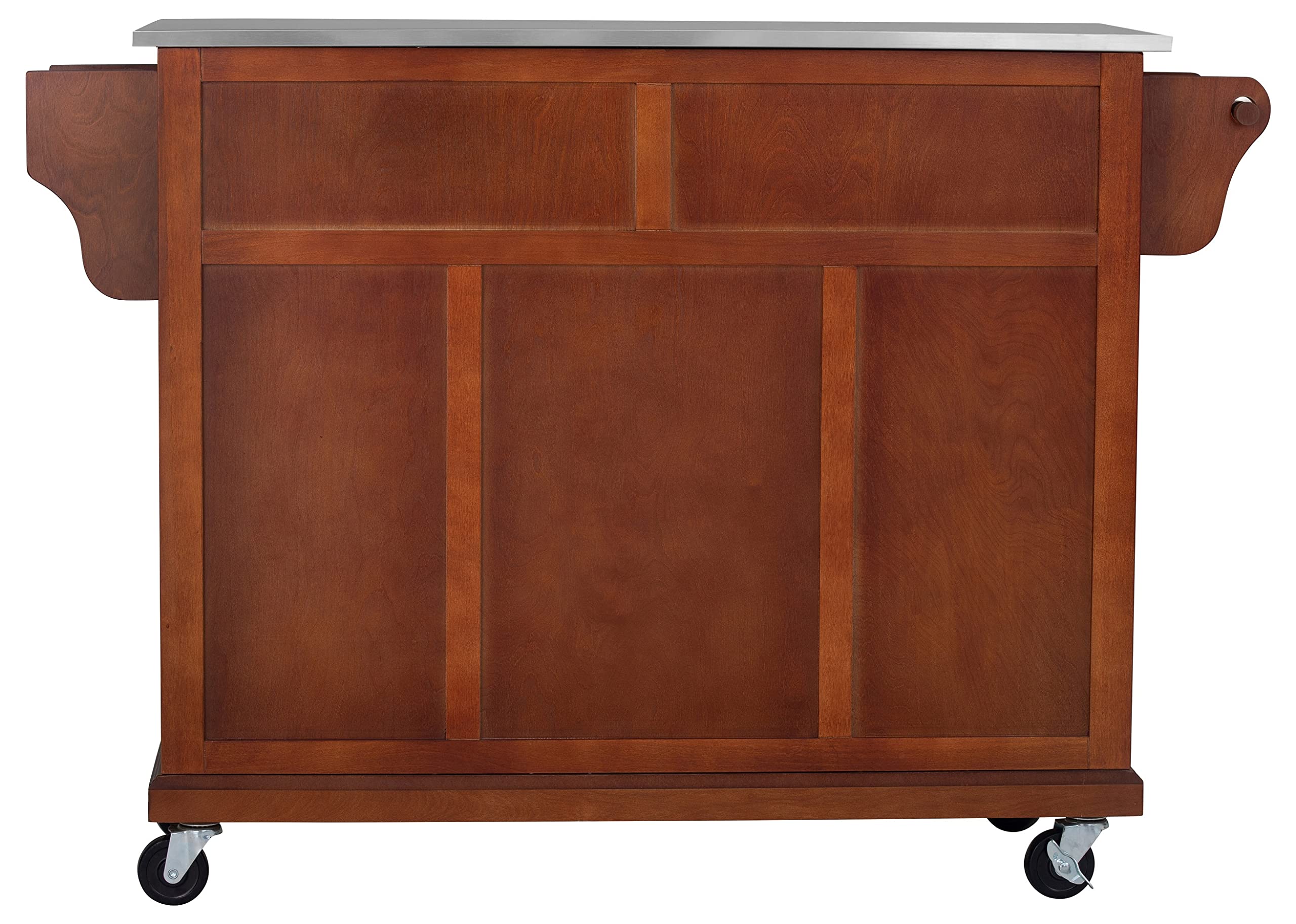 Glenwillow Home Kitchen Cart with Cherry Wood Frame & Stainless Steel Top - Perfect for Small Spaces, Kitchen Islands & Dining Room Storage