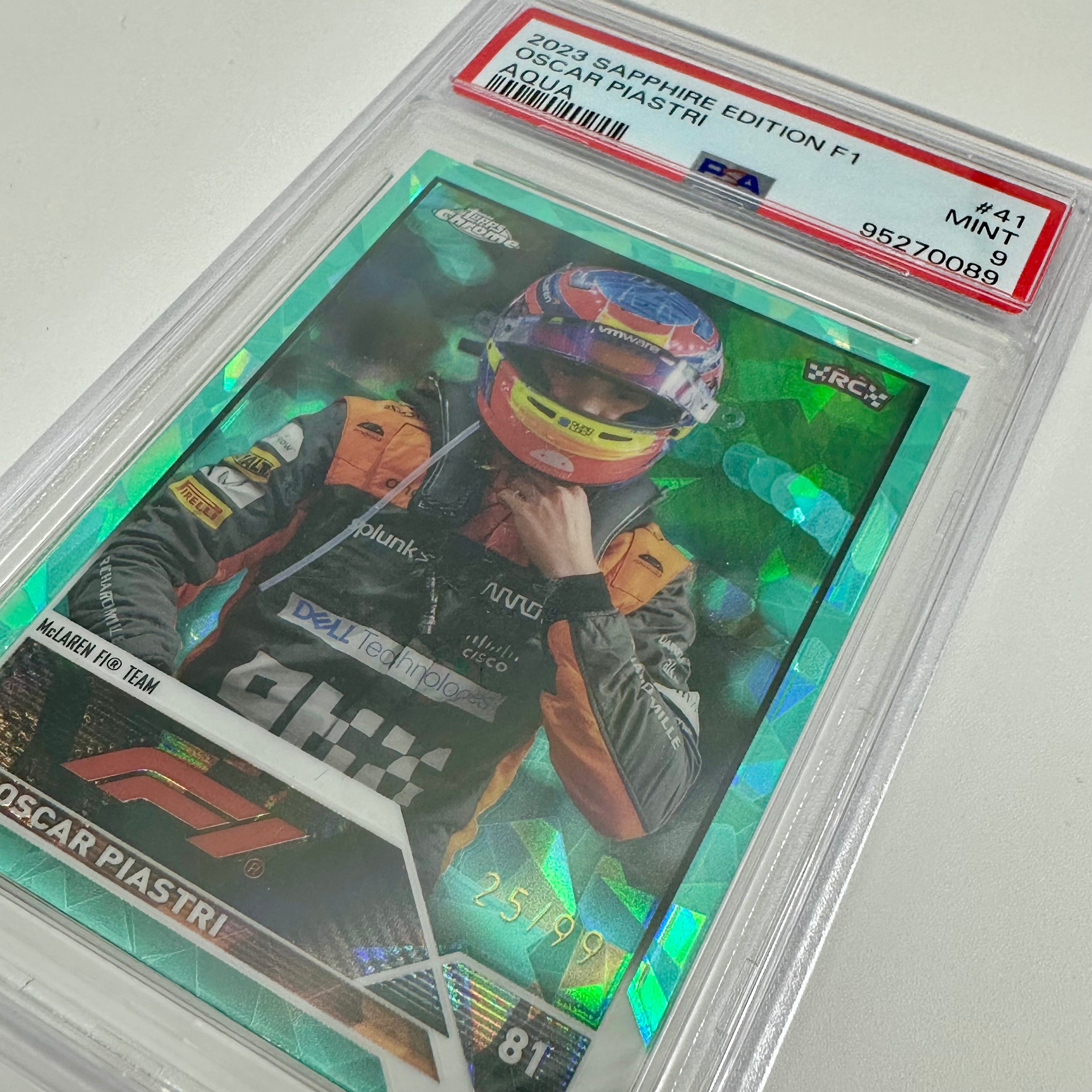 2023 Topps Chrome F1 Oscar Piastri #41 PSA 9 Rookie Card - Aqua Sapphire Edition 25/99 | Collectible Trading Card for F1 Fans & Sports Memorabilia Enthusiasts