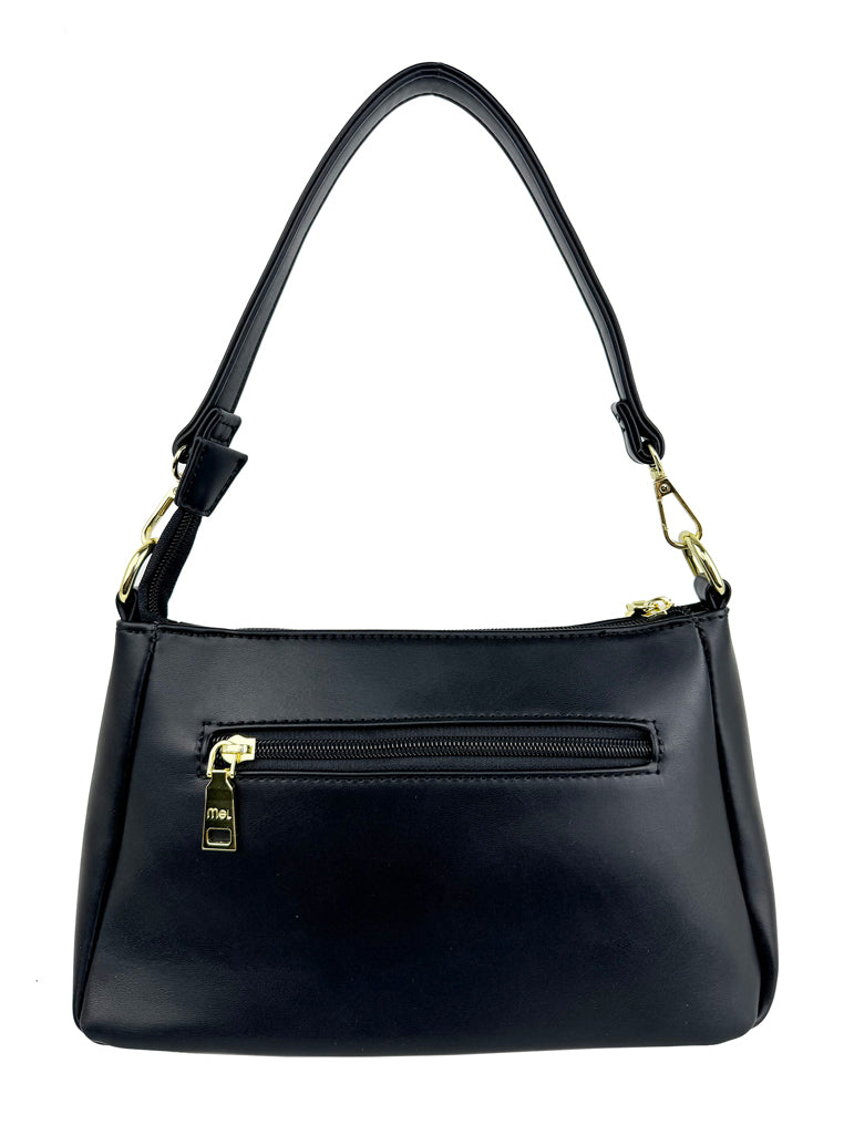 Mel&Co Medium Shoulder Sling Bag for Women - Stylish Crossbody Purse with Adjustable Strap, Black - Perfect for Work, Travel & Everyday Use