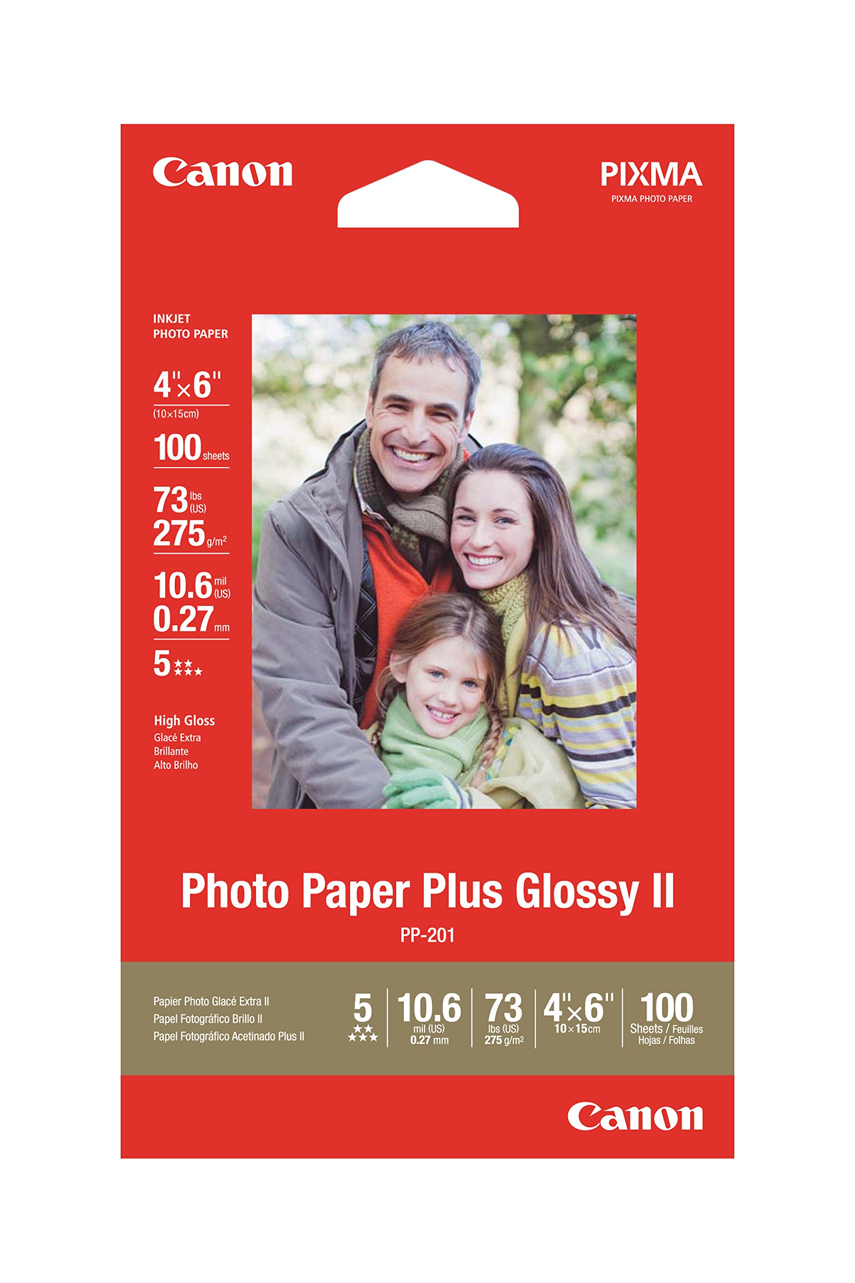Canon Photo Paper Plus Glossy II, 4x6 Inches, 100 Sheets (2311B023) - Premium Glossy Photo Paper for Printing High-Quality Photos, Ideal for Home Printing, Photo Albums, Scrapbooking & Framing
