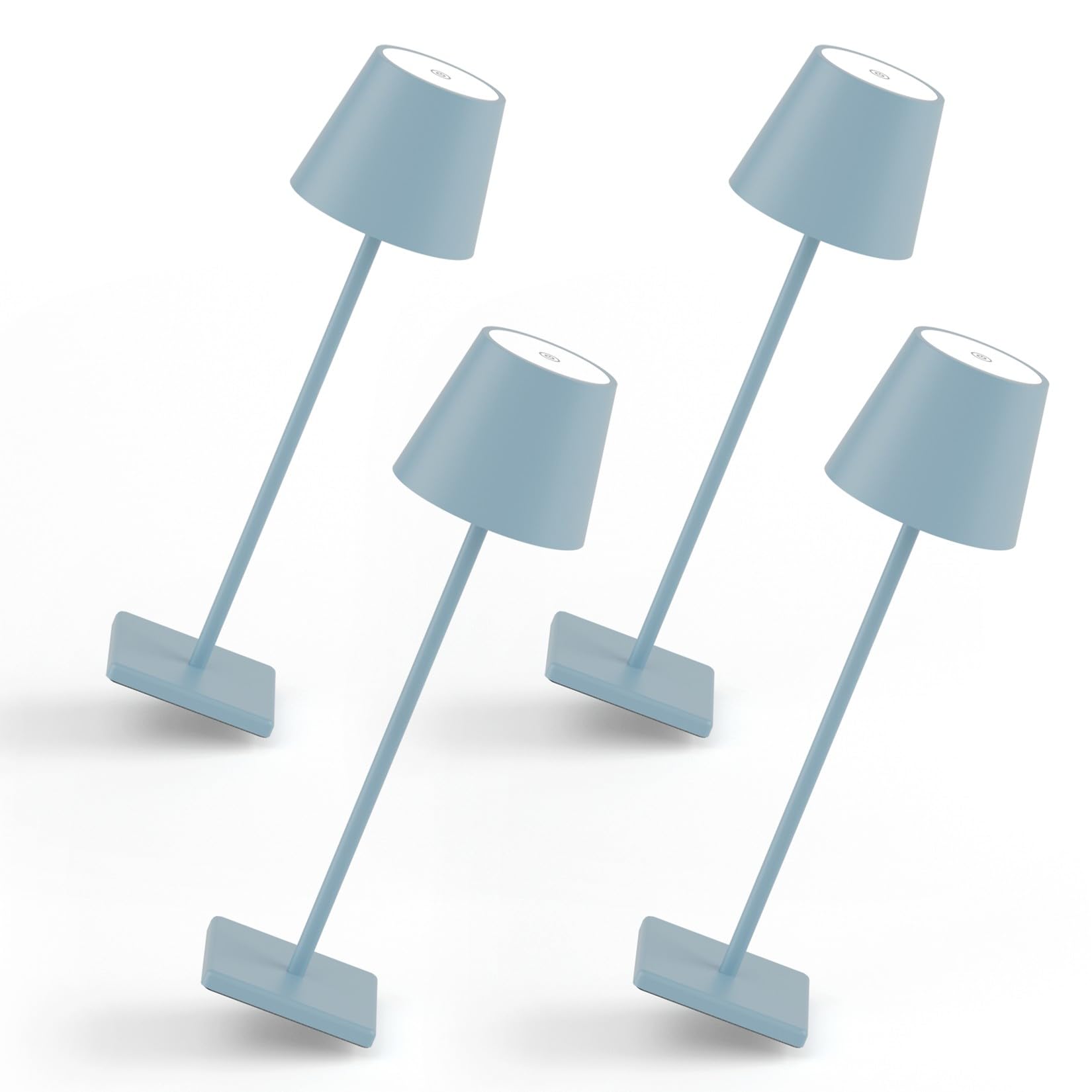 4 Pack Rechargeable LED Table Lamps - 6000mAh Battery, Waterproof Cordless Desk Lamp with Stepless Dimming - Perfect for Camping, Bedroom, Restaurant & Outdoor Use (Blue)