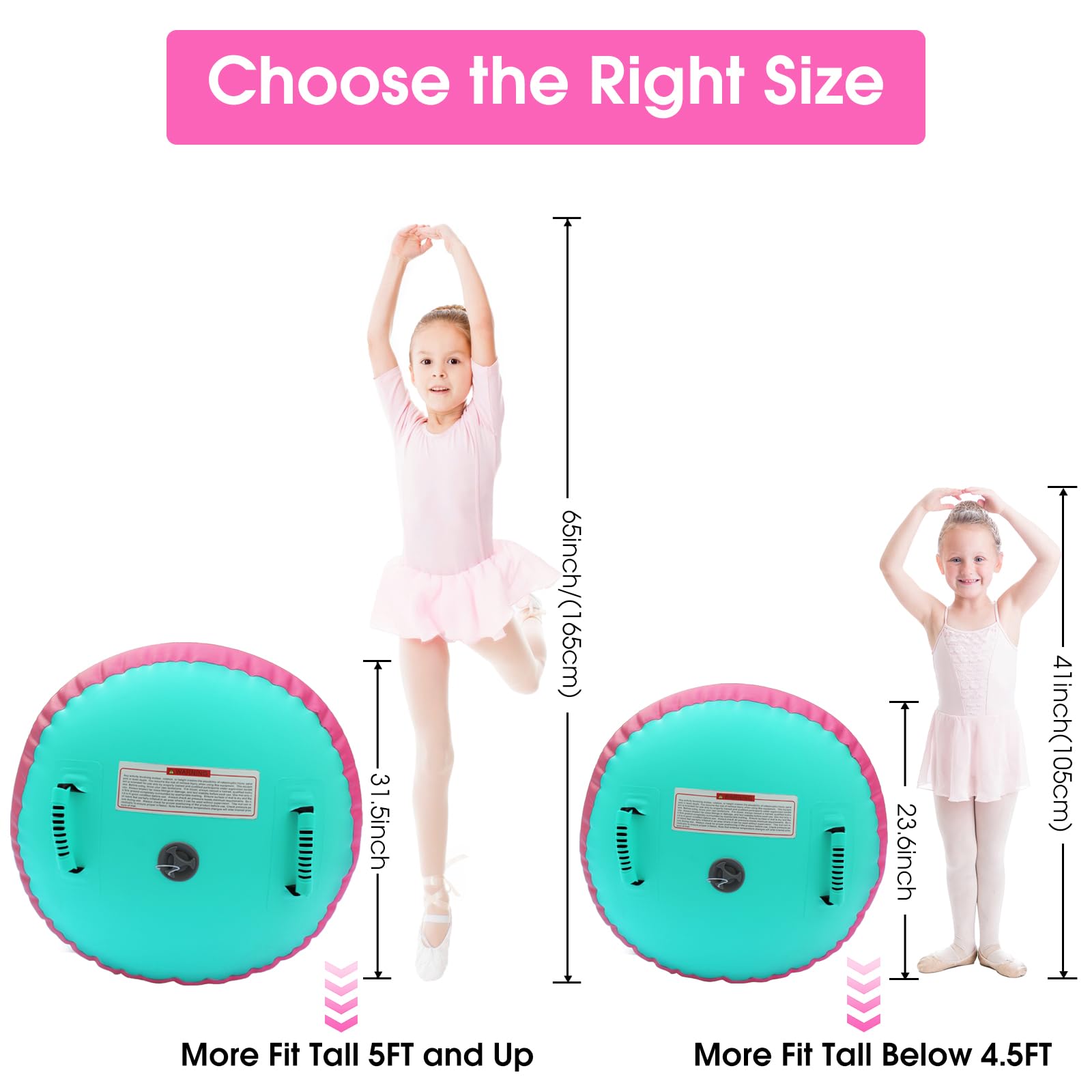 Inflatable Gymnastics Air Barrel Roller - Tumbling Mat & Balance Cylinder for Yoga, Cheerleading, Home Gym | Portable Tumble Track Equipment with Pump - Perfect for Kids Training, Fitness Routines & Indoor Exercises