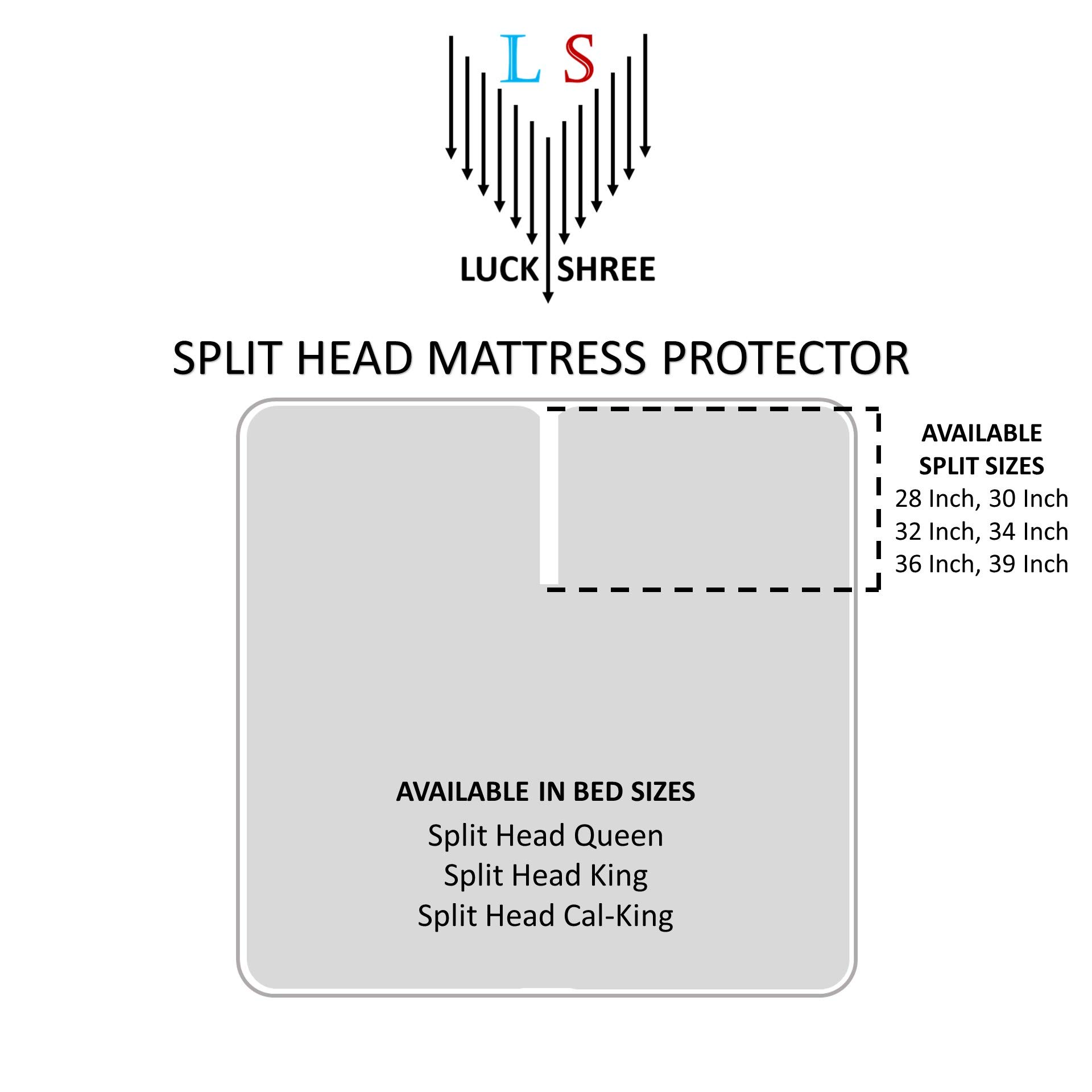 Waterproof Split Head Mattress Protector for Adjustable Beds - Breathable Terry Cotton Fitted Sheet with 12