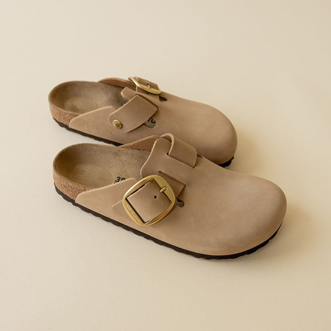 Birkenstock Boston Big Buckle Nubuck Leather Sandals - Comfortable Unisex Clogs for Men & Women - Perfect for Home, Office and Casual Outings