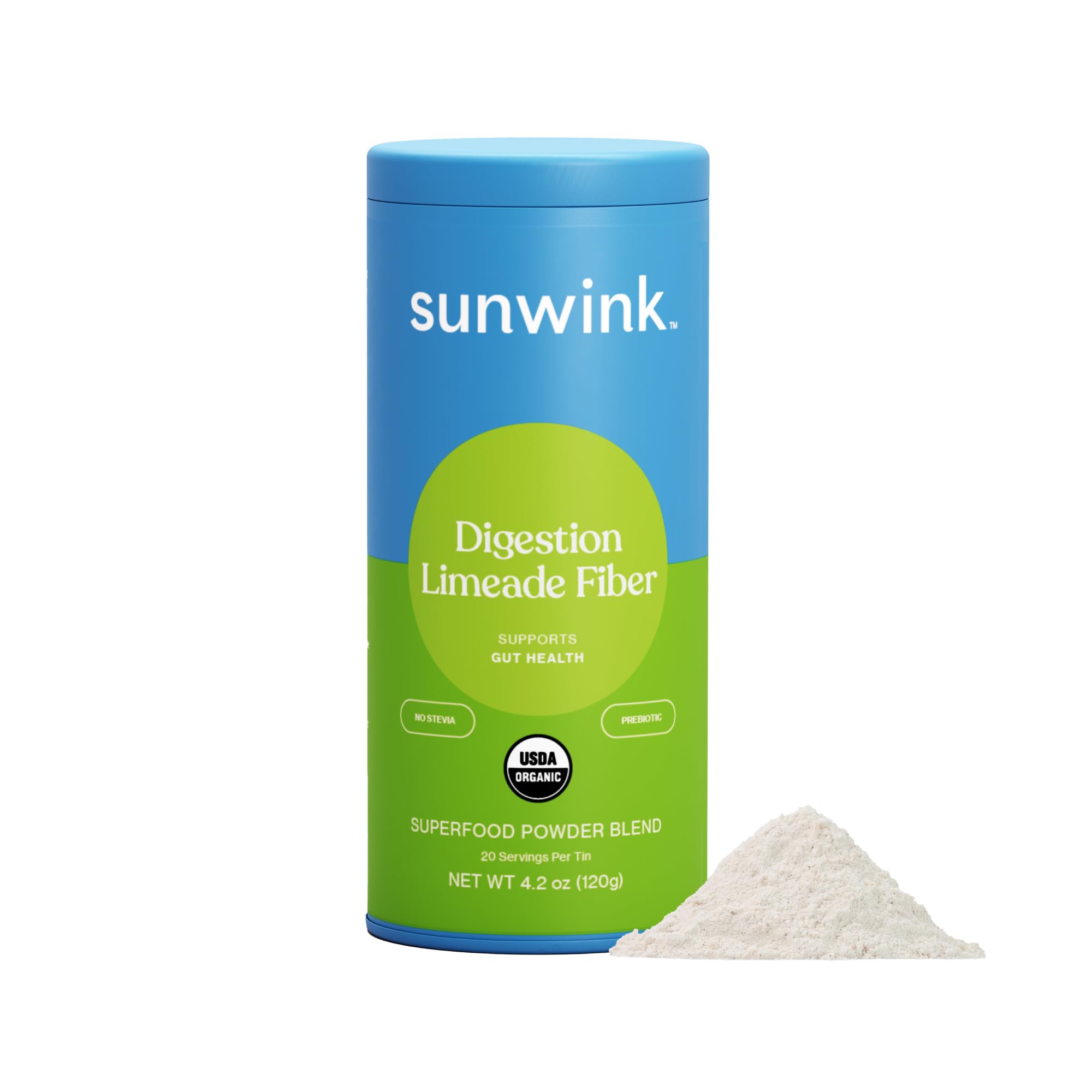 Sunwink Digestion Limeade Fiber Superfood Powder - Prebiotic Fiber Supplement with Chicory Root, Burdock & Tangerine Peel for Gut Health | Daily Digestive Support Powder | 4.2 oz (20 Servings) | Perfect for Smoothies, Shakes & Healthy Morning Routines