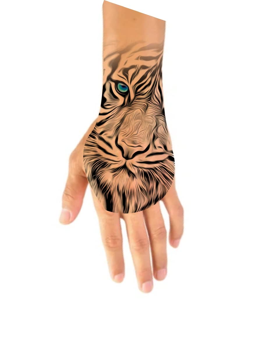 New Tiger Black Temporary Body Tattoo for Men & Women - Waterproof Fake Tattoos for Parties, Halloween & Cosplay