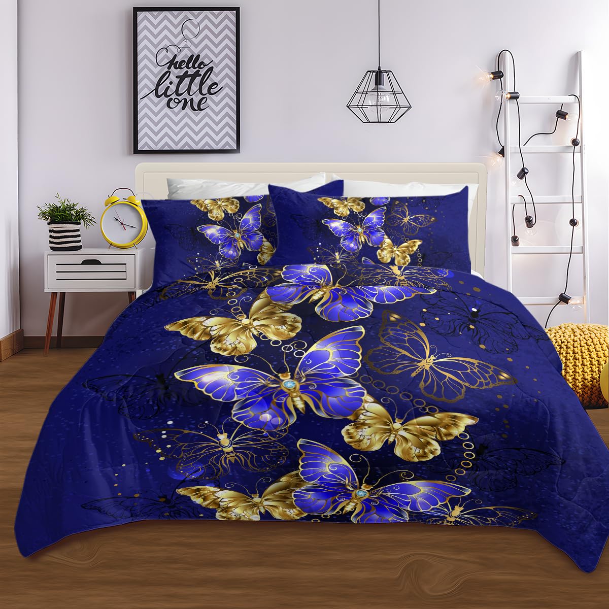 Purple Butterfly Comforter Set Queen Size - 3 Piece Microfiber Soft Bedding Set with 1 Comforter & 2 Pillowcases for Girls, Kids & Adults | Perfect for Teen Bedroom, Dorm Decor & Gift Giving