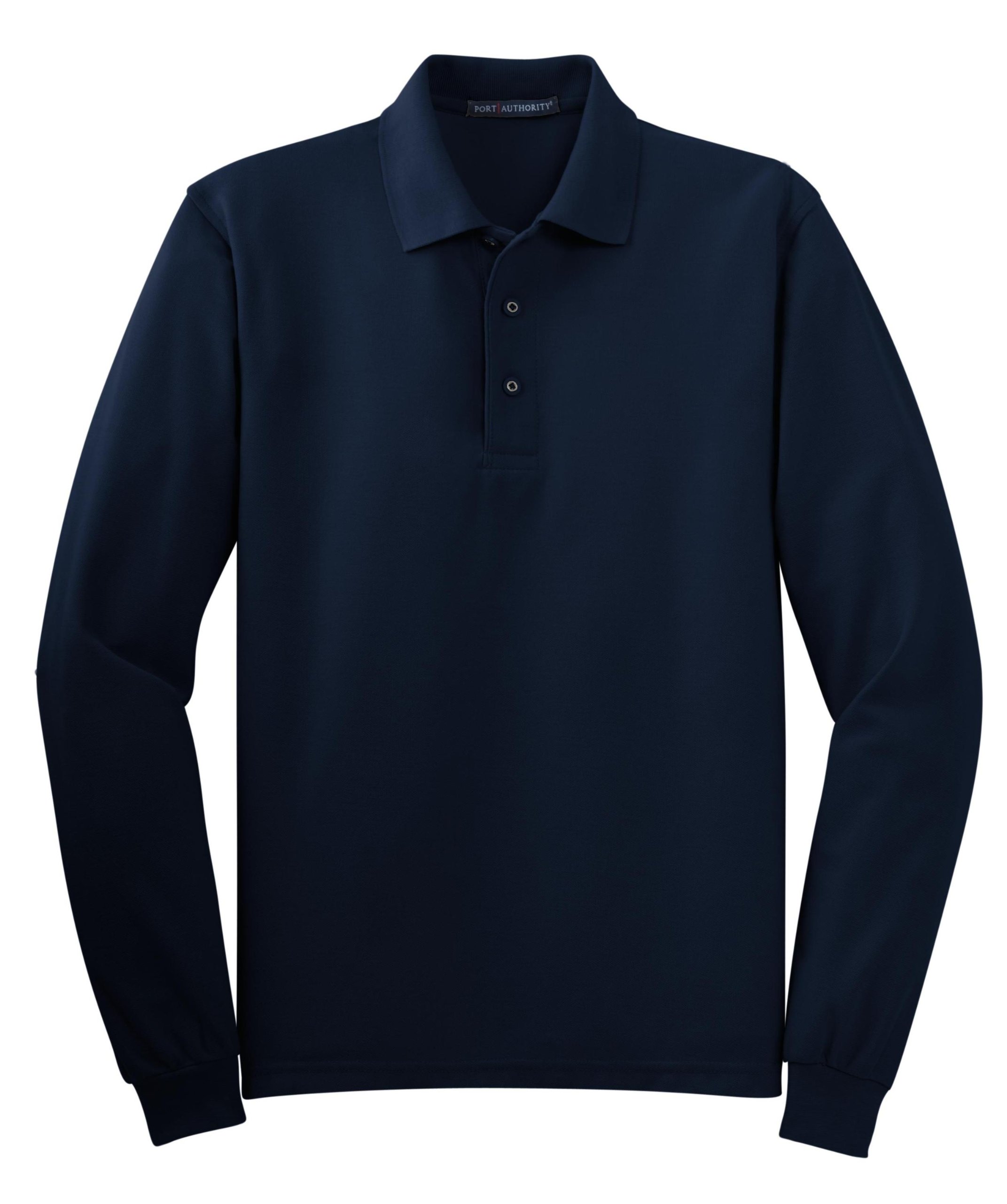 Port Authority Tall Silk Touch Long Sleeve Polo Shirt for Men - Comfortable Business Casual Work Shirt - XLT Size - Navy Blue - Perfect for Office, Golf & Outdoor Activities