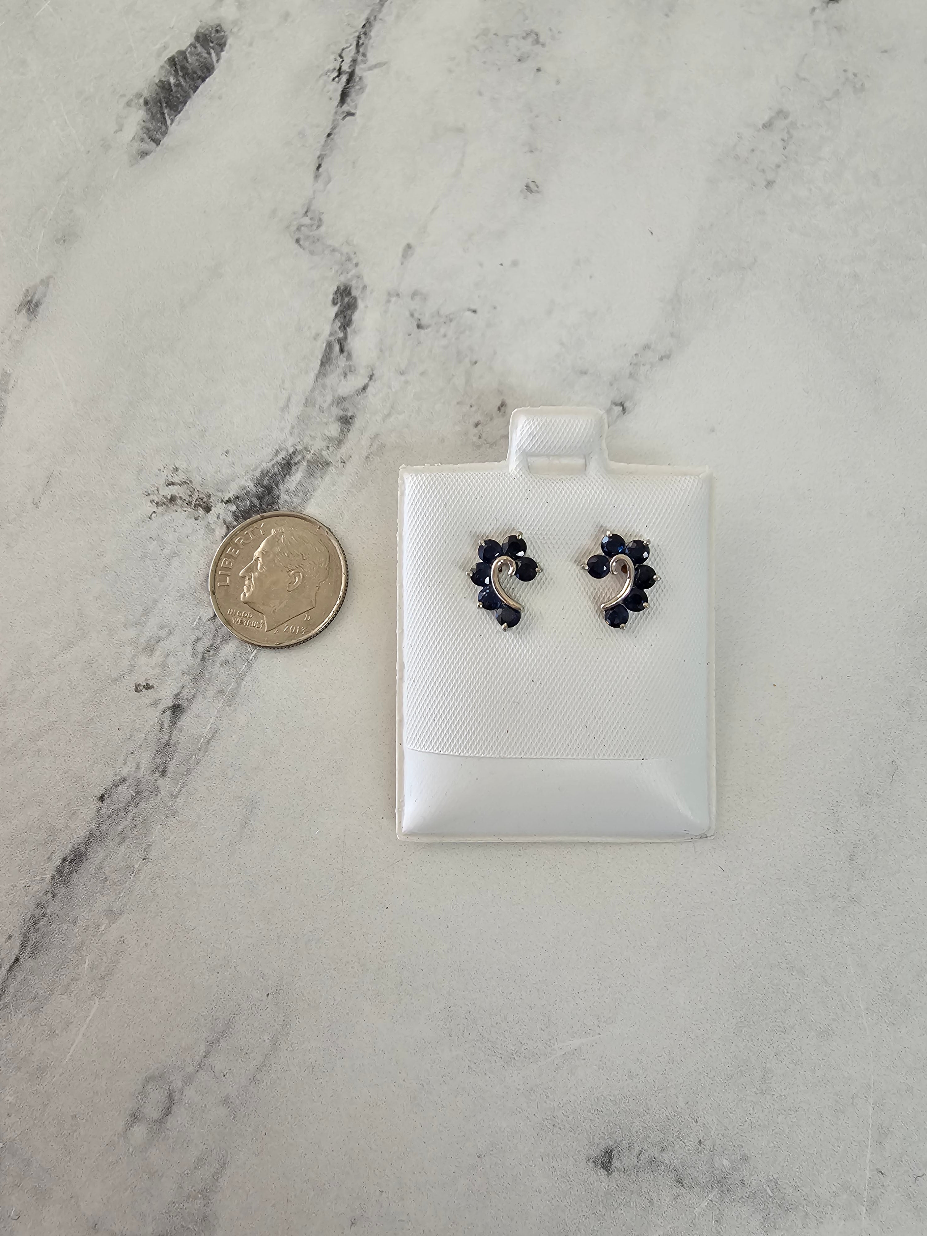 14K Yellow Gold Sapphire Stud Earrings - Elegant Question Mark Design for Women | Perfect for Gifts, Parties & Everyday Wear