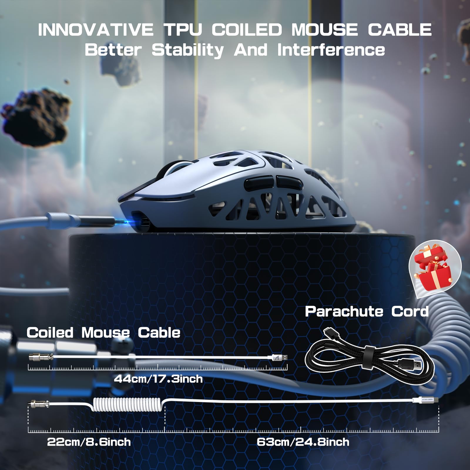 Attack Shark R2PRO 45g Superlight Magnesium Alloy Gaming Mouse - PAW3950 Sensor, 42000DPI, 8000Hz Polling Rate, 2.4G/BT/Wired, Programmable Buttons with Coiled Cable for PC/Mac (White) - Perfect for FPS, MOBA & Esports Gaming