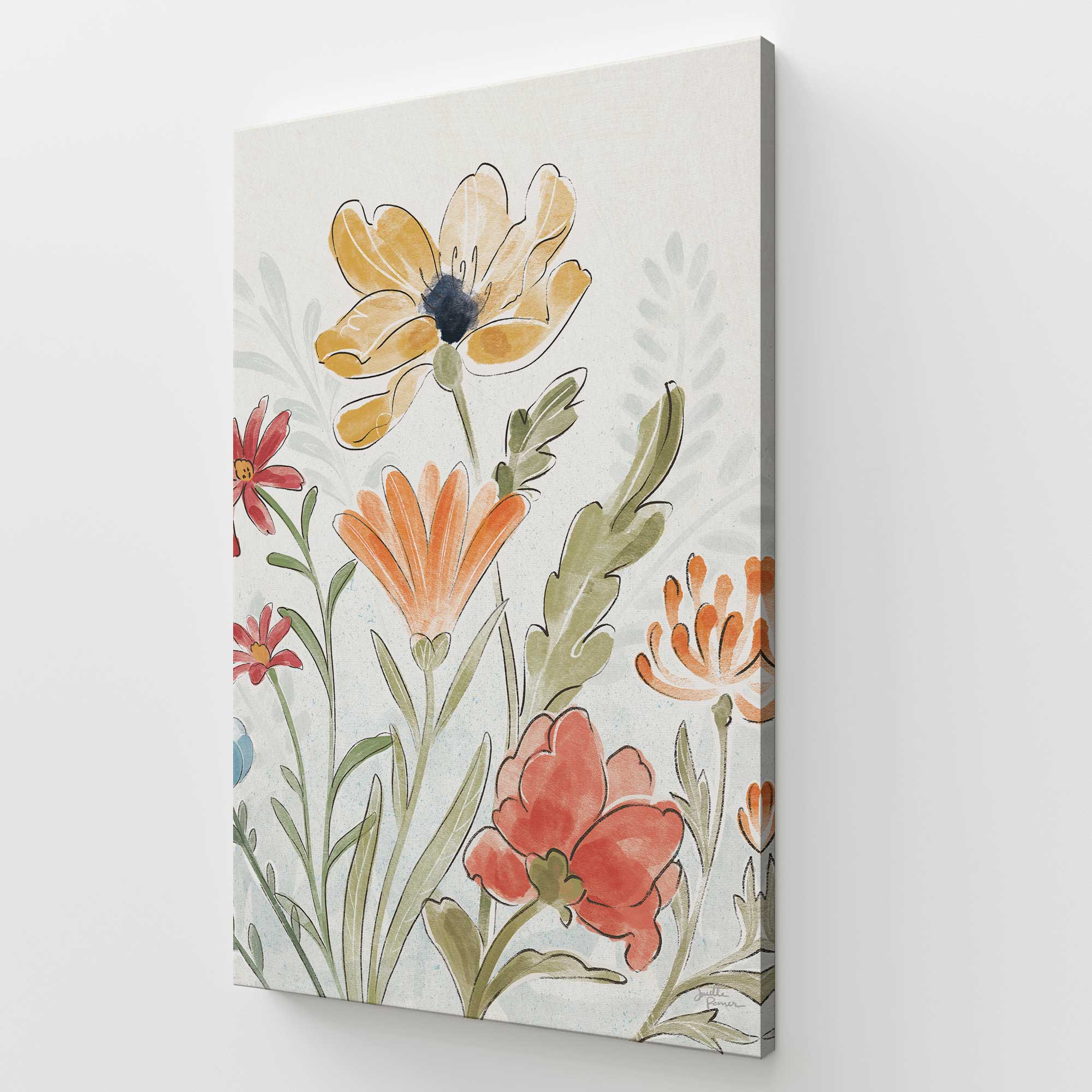 Garden Melody in Bloom III - Large Floral Canvas Wall Art Print for Living Room, Bedroom & Office Decor | Nature Inspired Home Decorations