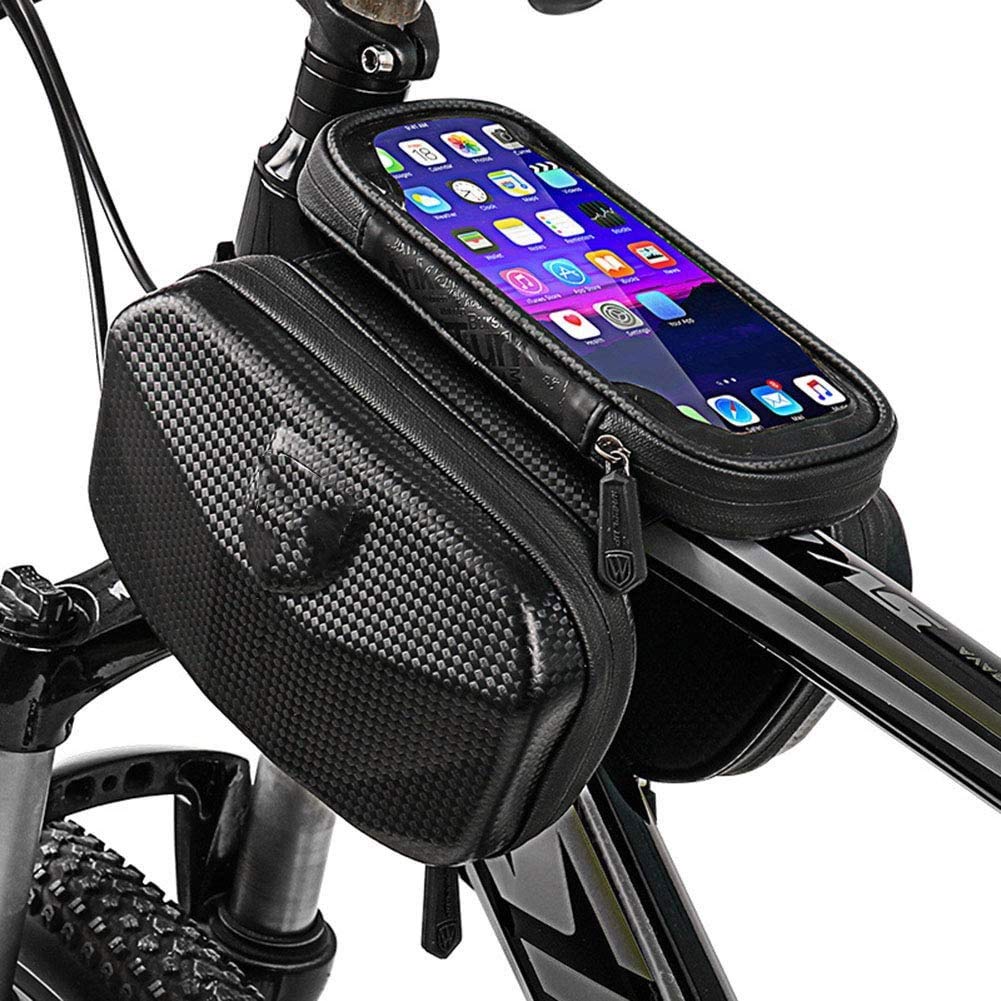Waterproof Bike Pouch - Front Frame & Top Tube Handlebar Cycling Storage Bag | EVA Material | Fits Phones Up to 6.0 Inches | Perfect for Commuting, Mountain Biking & Outdoor Adventures