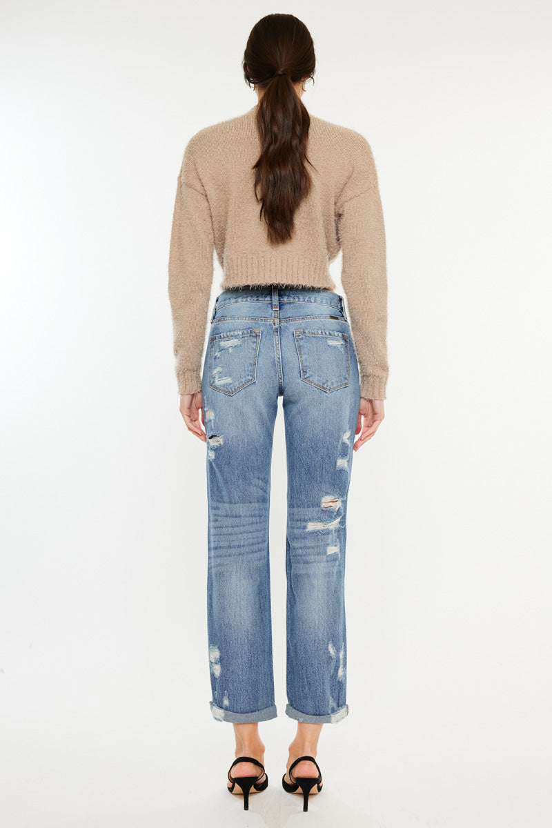 Stylish Baker Mid Rise Boyfriend Jeans for Women - Comfortable Relaxed Fit Denim Pants for Casual Wear & Everyday Outfits