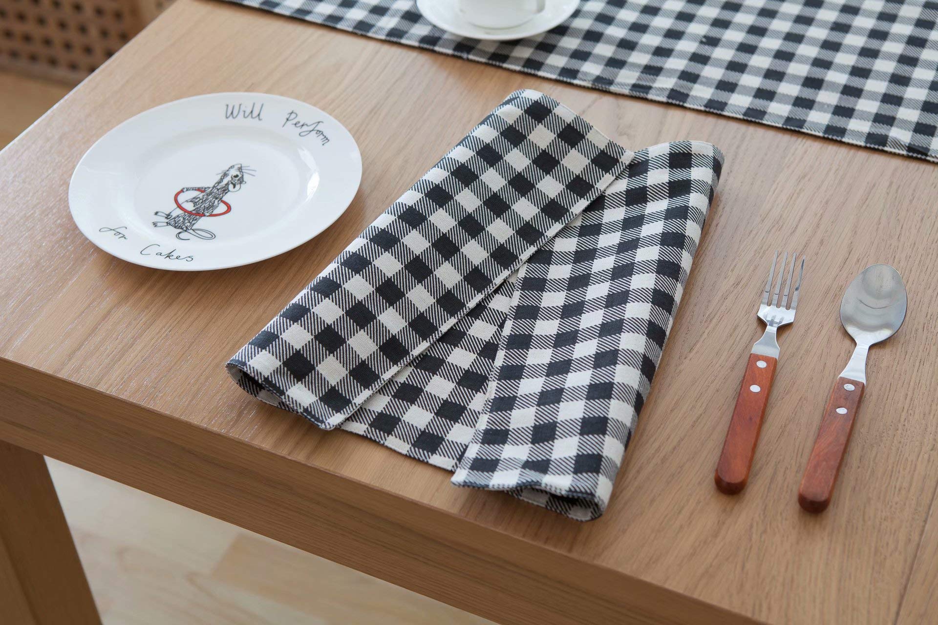 4-Piece Buffalo Check Christmas Placemats Set - Reversible Black & White Plaid Burlap & Cotton Holiday Table Mats for Dining Decor - Perfect for Christmas Dinner, Winter Parties & Festive Home Decorations