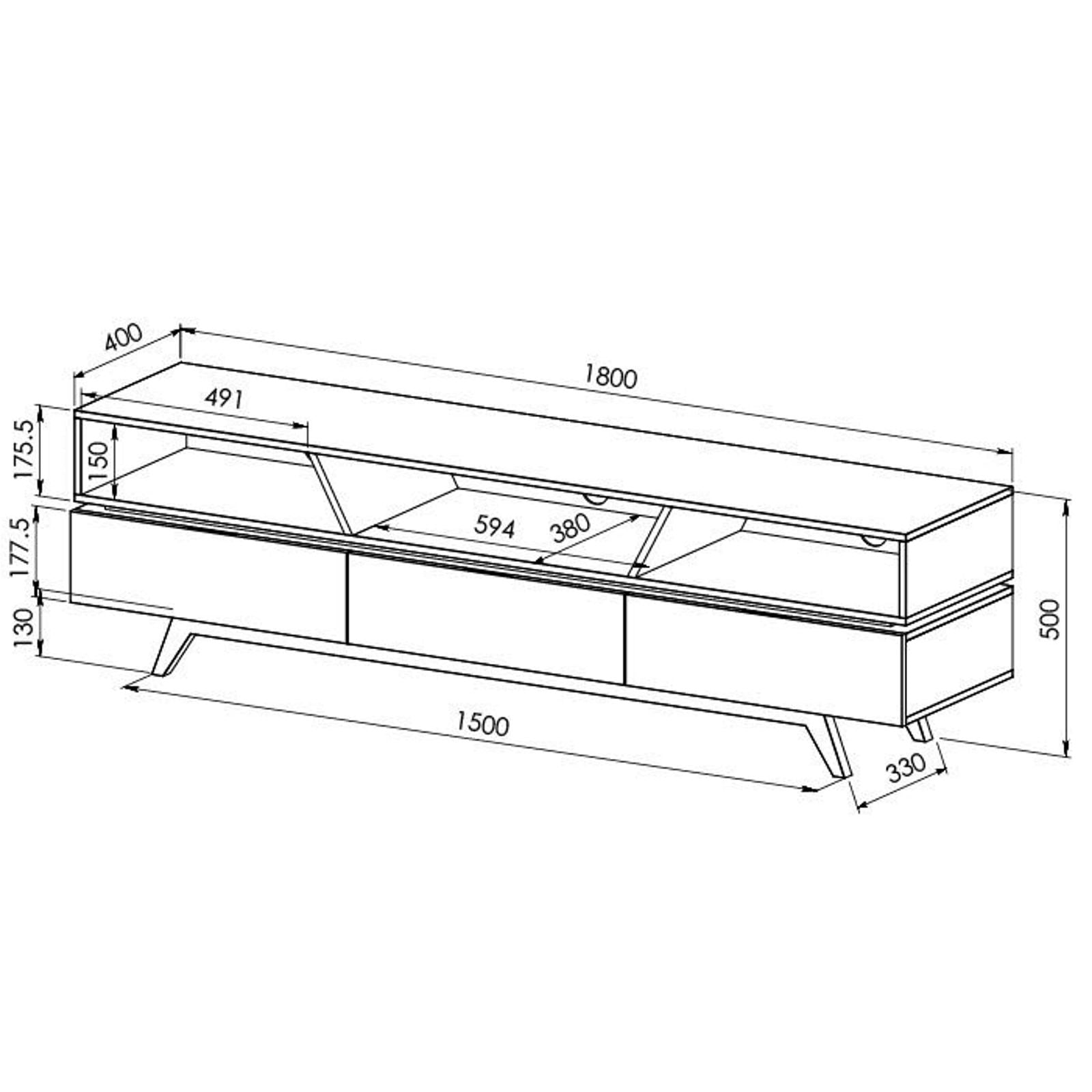 Criterion SILVERTON1800 Oak TV Stand - Modern Entertainment Center for Living Room, Bedroom & Home Theater