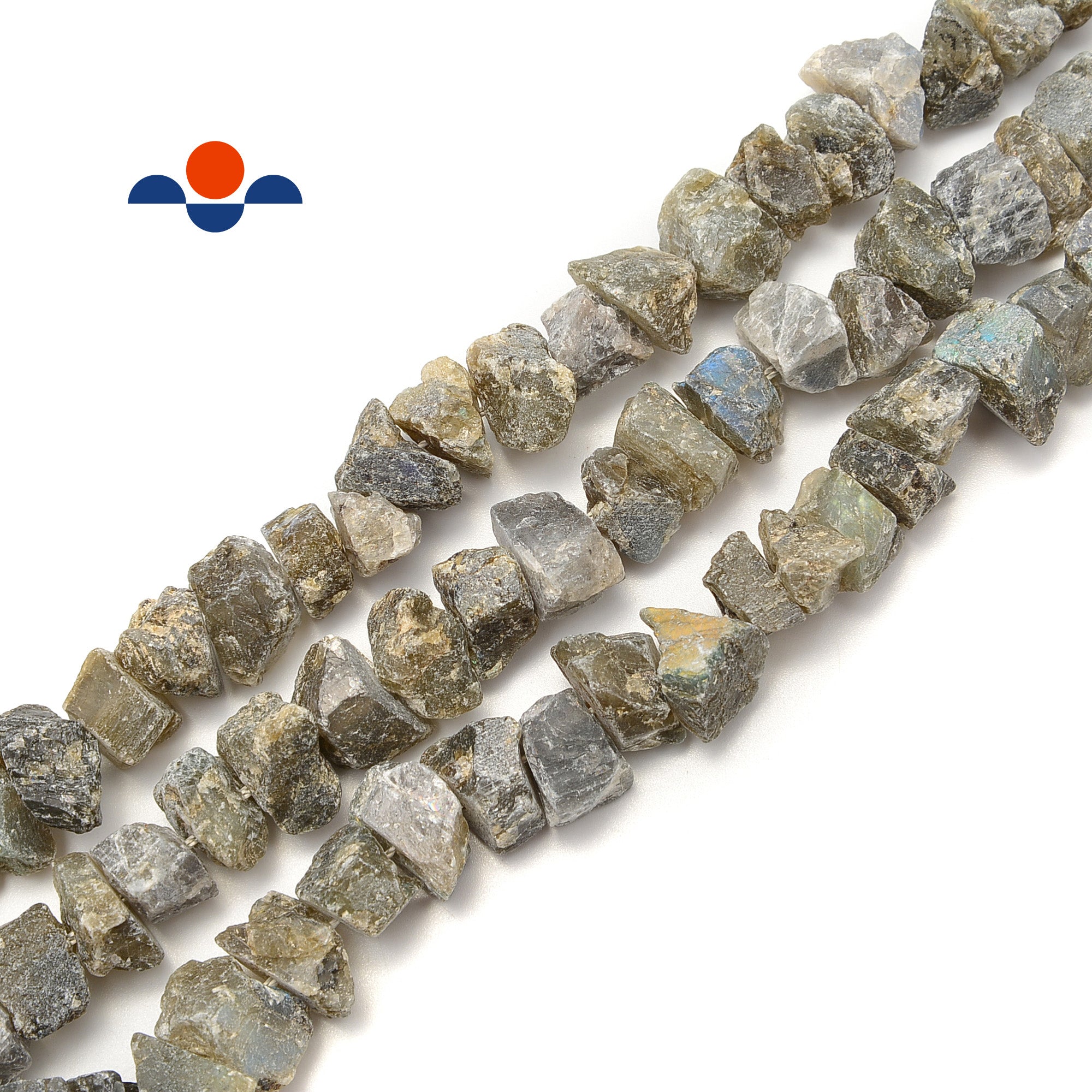 Natural Labradorite Rough Nugget Chunks - 8x14mm Center Drill Beads for Jewelry Making (15.5 Inch Strand) - Perfect for DIY Bracelets, Necklaces & Healing Crystal Crafts