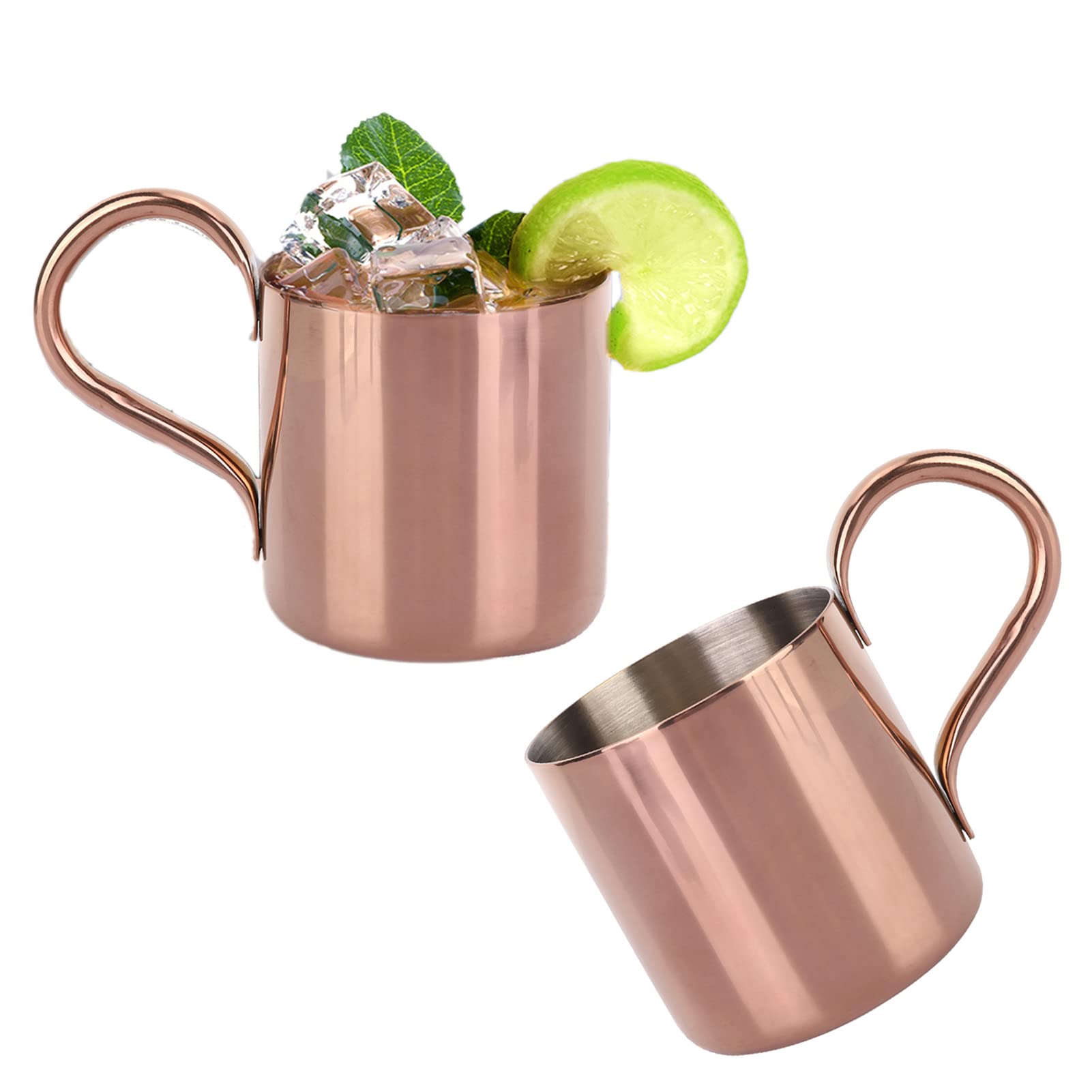 Premium 10oz Stainless Steel Moscow Mule Mugs Set of 2 - Copper Cocktail Cups for Moscow Mule, Beer, Wine & Coffee | Rose Gold Barware for Home, Parties & Gifts | Ideal for Cocktails, Iced Drinks & Entertaining