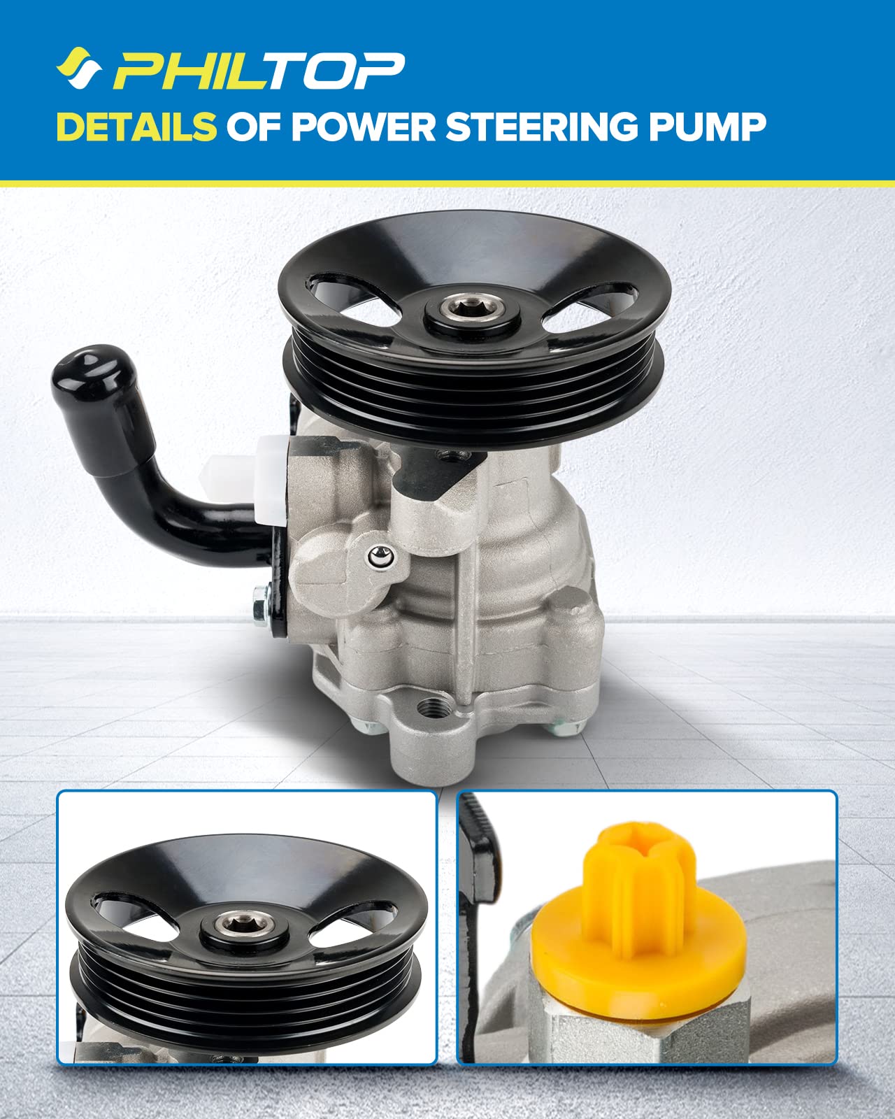 PHILTOP Power Steering Pump 21-5424 Compatible with Kia Sorento 2003-2006 | Replacement for OEM 571003E030 & 9900677 | High-Performance Power Assist Pump for Smooth Steering | Perfect for Off-Roading, Towing & Daily Commuting
