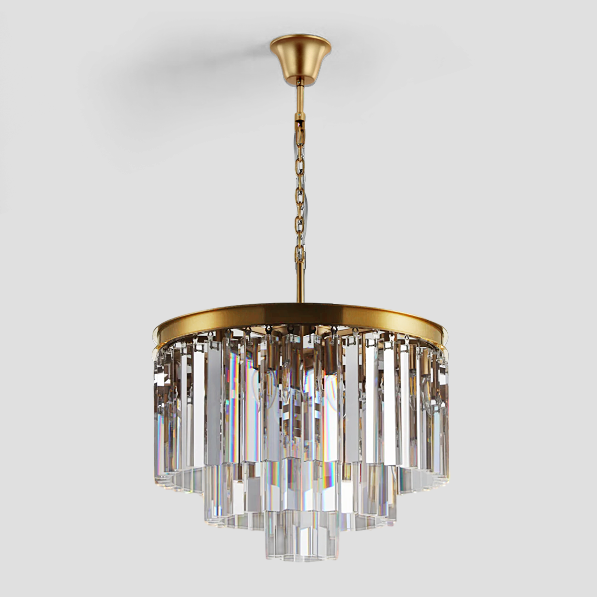 Falria Multi-Tier Clear & Smoke Crystal Round Chandelier - Elegant Ceiling Light Fixture for Dining Room, Living Room, Bedroom, and Wedding Decor
