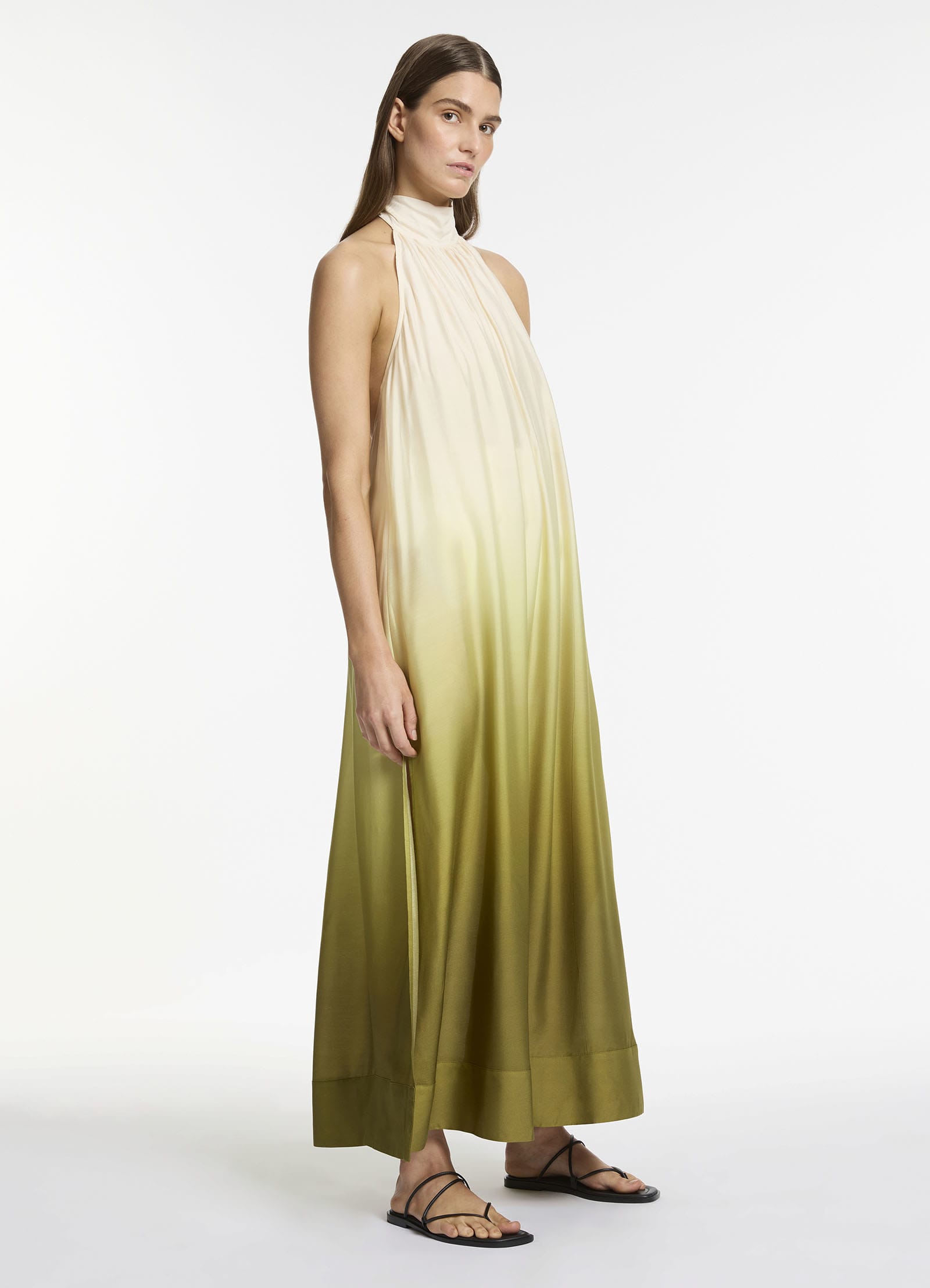 Acacia Haze Halter Maxi Dress - Flowy Boho Summer Dress with Eucalyptus Print | Perfect for Beach Vacations, Music Festivals & Date Nights