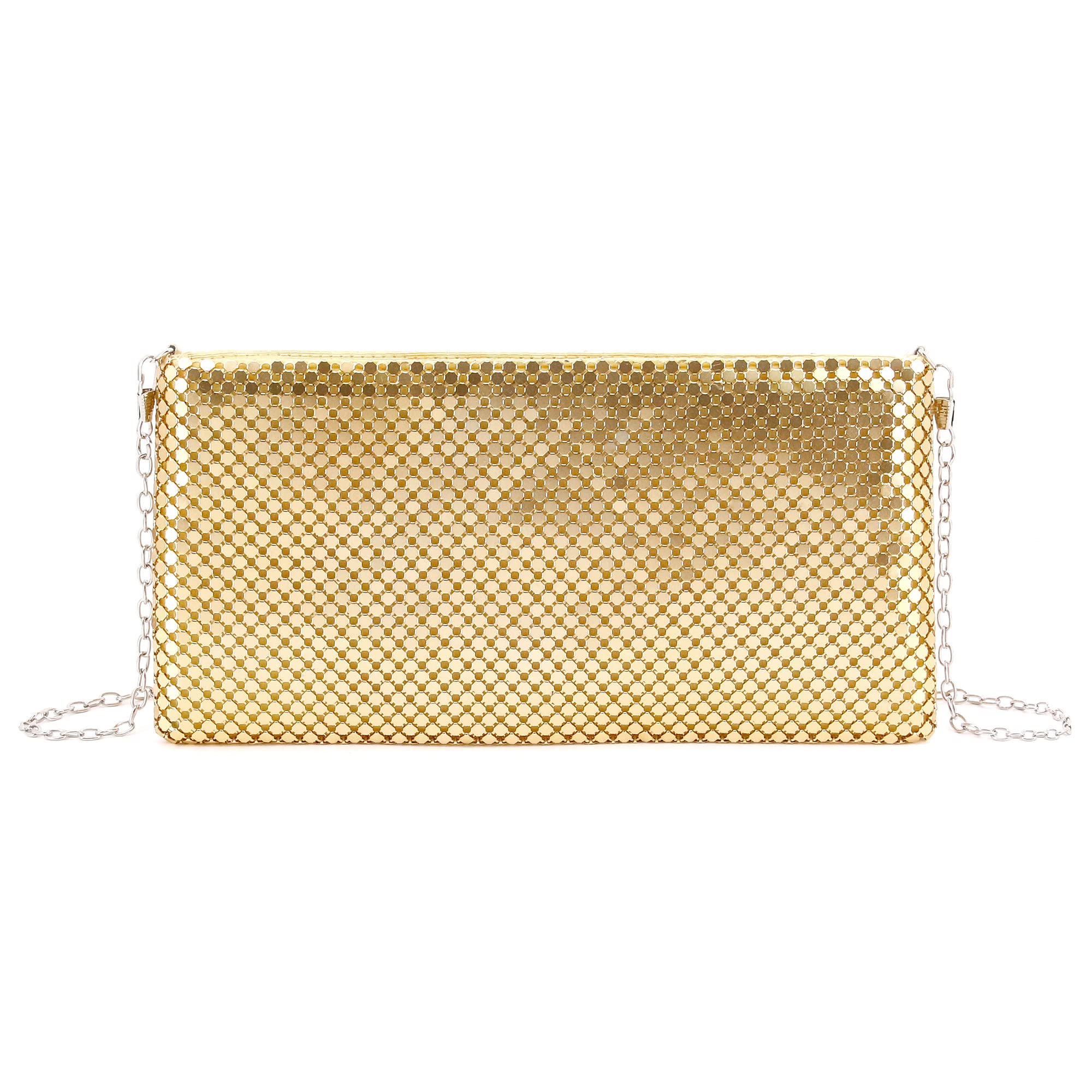 Segreto Women's Shiny Chain Holographic Evening Bag - Elegant Clutch Shoulder Crossbody Purse for Party, Wedding & Night Out