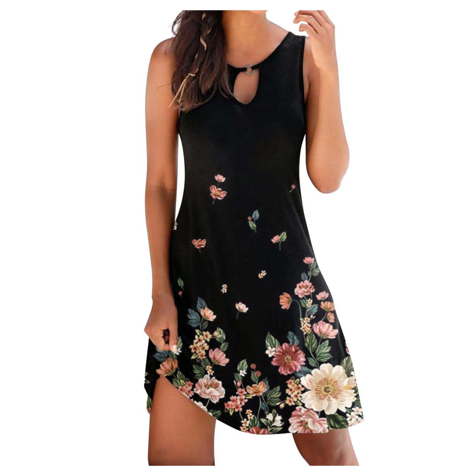 UOFOCO Women's Summer Dresses 2024 - Sexy Sleeveless Hollow Out Bust Beach Dress with Mid-Thigh Length | Perfect for Vacation, Pool Party & Tropical Getaways