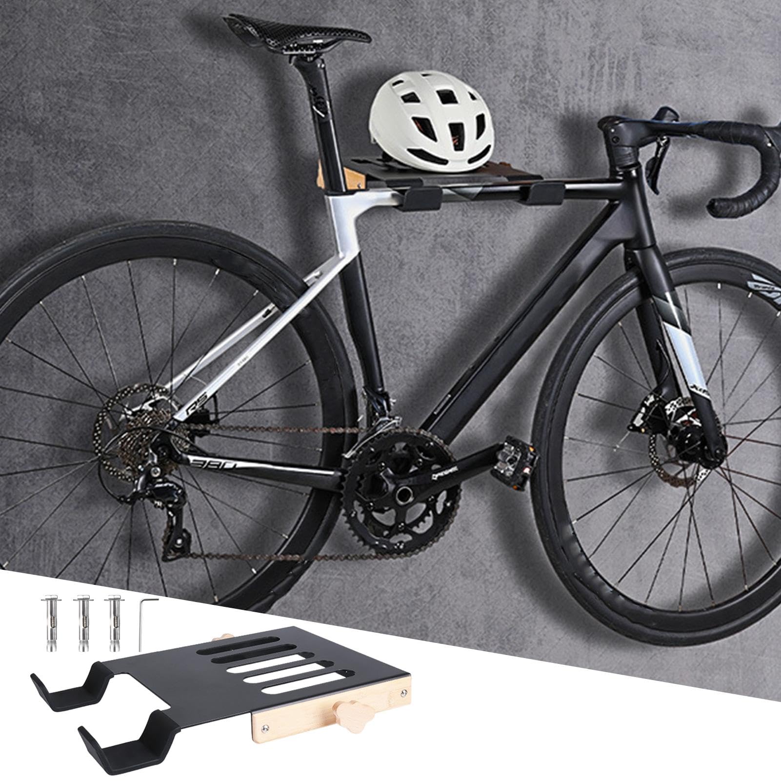 Wall Mount Bike Rack - Heavy Duty Mountain & Road Bicycle Storage Holder with Mounting Hardware - Space Saving Garage & Living Room Bike Display for Cycling Enthusiasts
