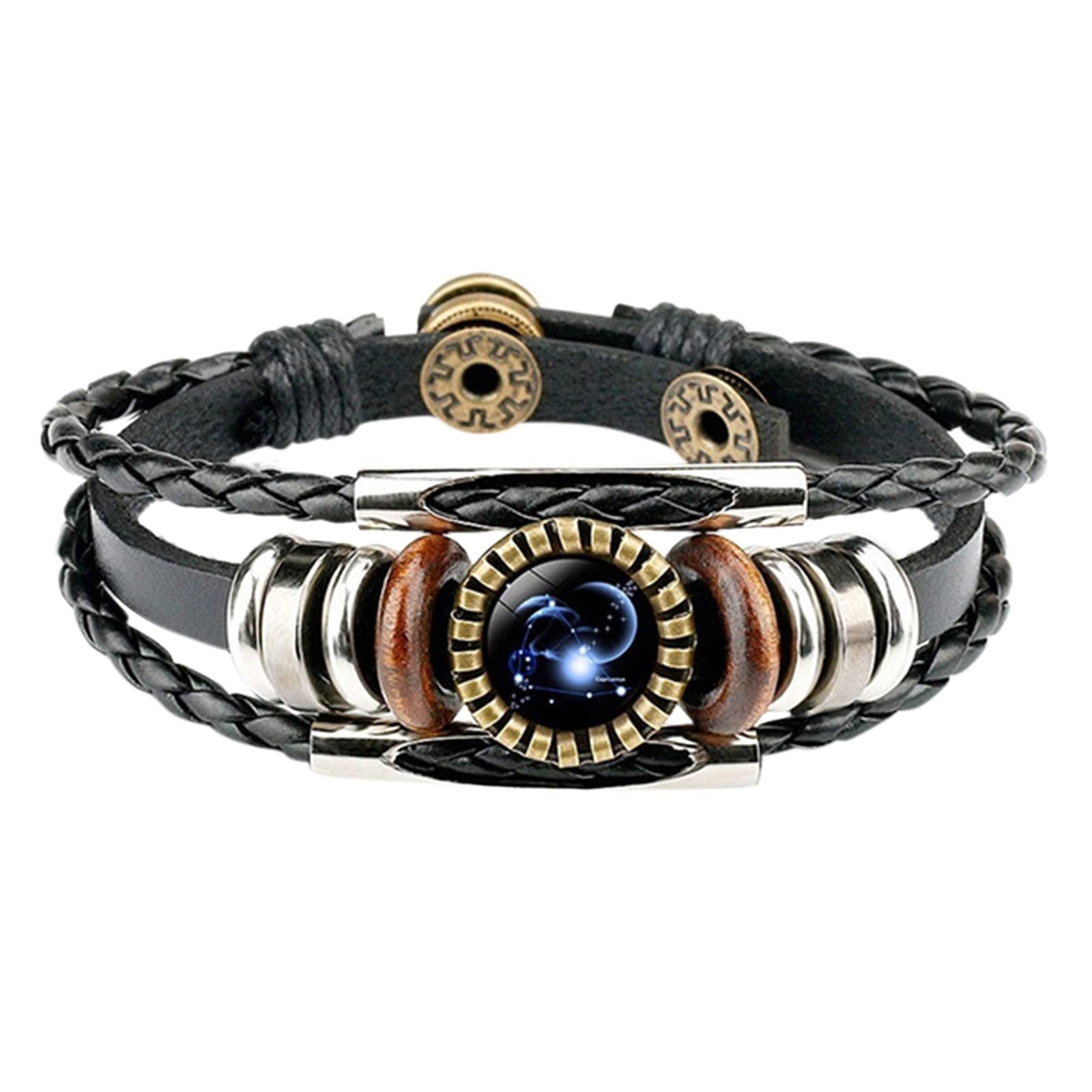 12-Pack Leather Charm Bracelets for Men & Women - Bulk Fashion Jewelry Accessories with Constellation Design (One Size) - Perfect for Gifts, Parties, and Everyday Wear