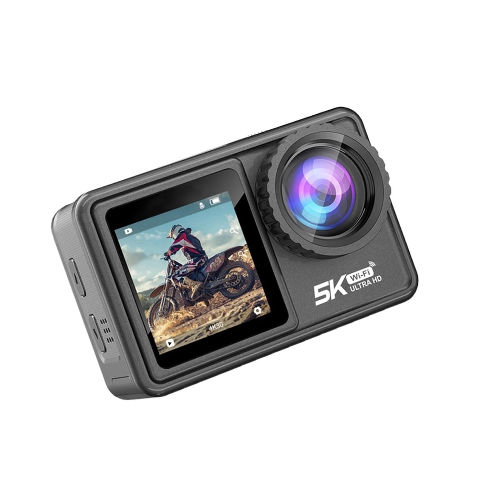 5K 4K 60FPS Action Camera with Interchangeable Lens | 48MP Zoom & Electronic Stabilizer | WiFi Vlogging Camera (128GB Included) - Perfect for Outdoor Adventures, Sports Recording & Travel Vlogging