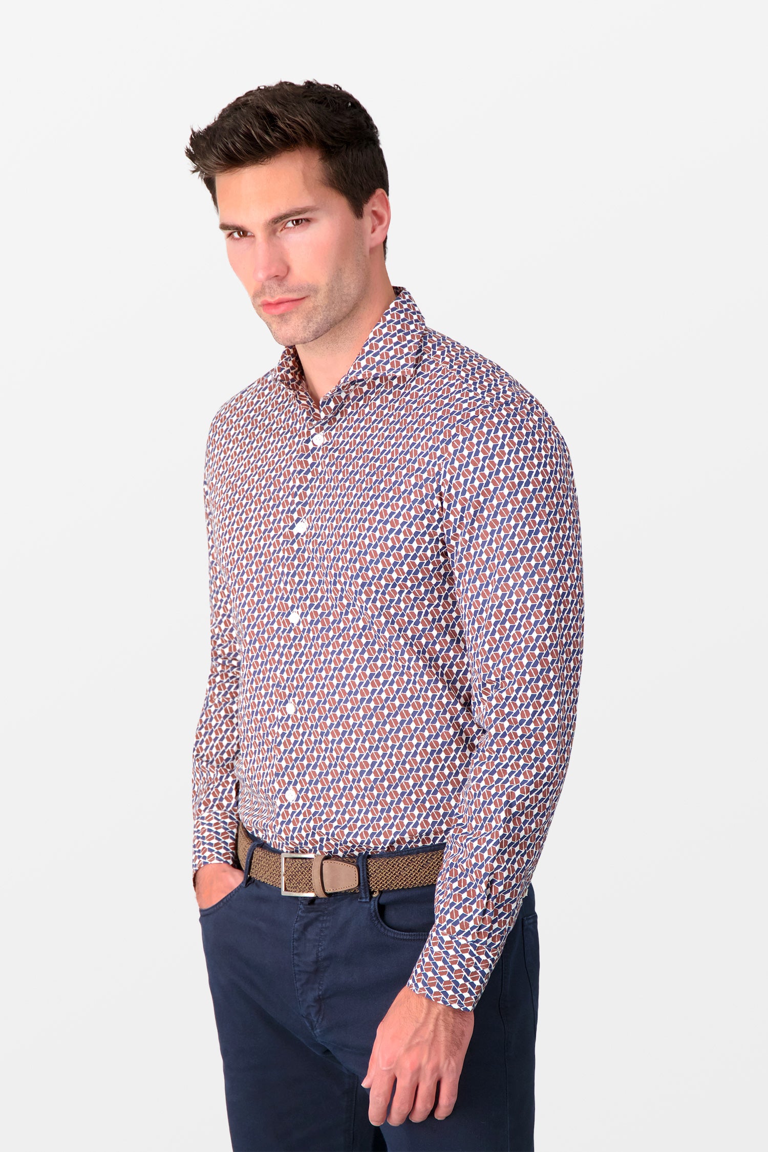Barba Napoli Brown Classic Men's Dress Shirt - Premium Cotton Formal Wear for Business & Office Occasions
