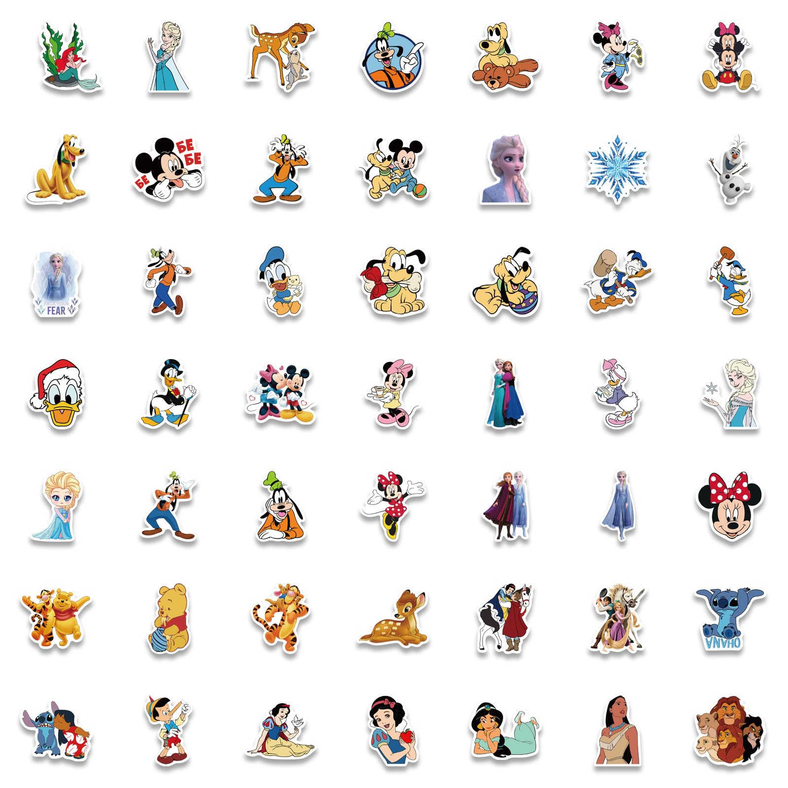 100PCS Cartoon Character Stickers - Disney Princess Stickers Pack for Kids, Teens & Adults - Waterproof Vinyl Stickers for Water Bottles, Laptops, Luggage & DIY Crafts - Cute Decorative Stickers for School, Office & Home Decor