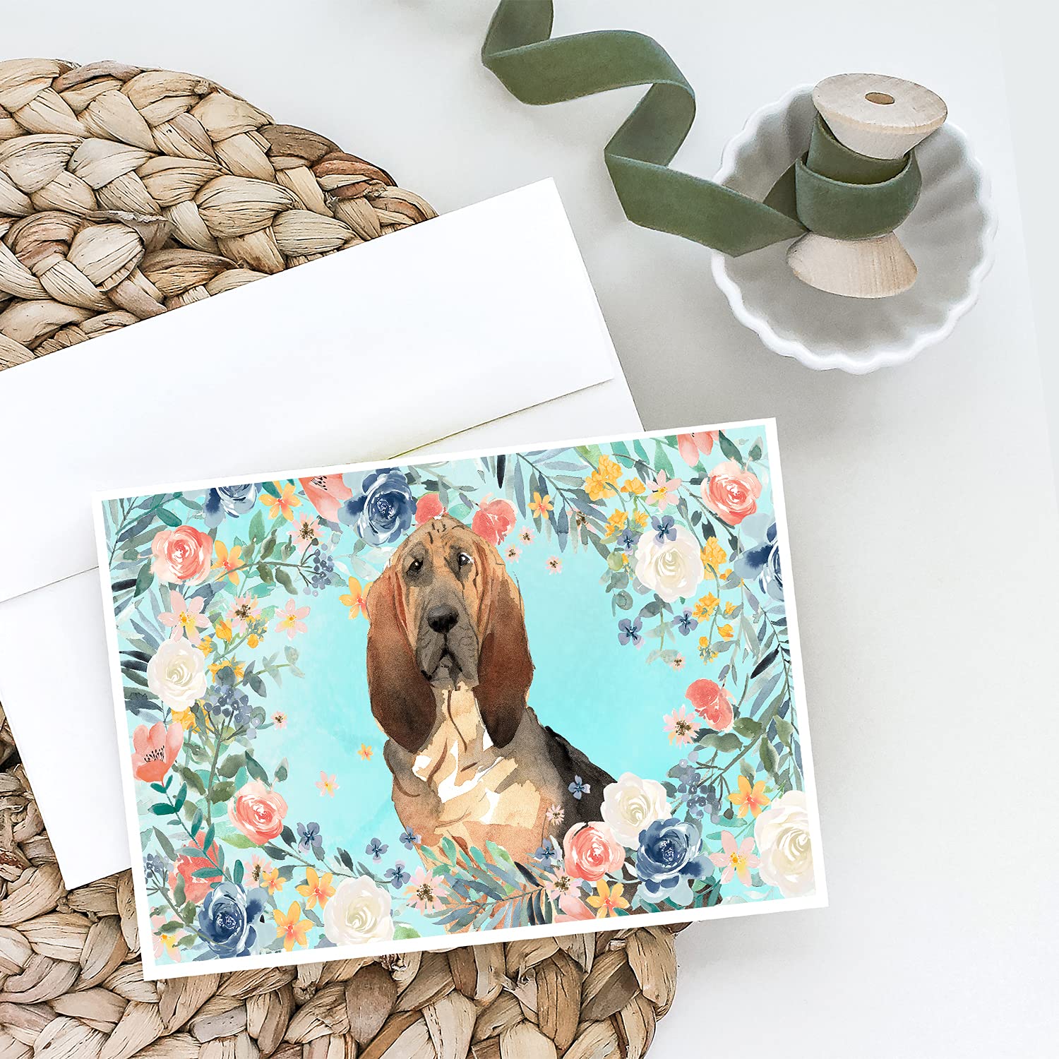 Premium Blank Greeting Cards & Envelopes Set - Whimsical Bloodhound Design, A7 Size (5x7 Inches), Pack of 8 | Perfect for Birthdays, Thank You Notes & Special Occasions