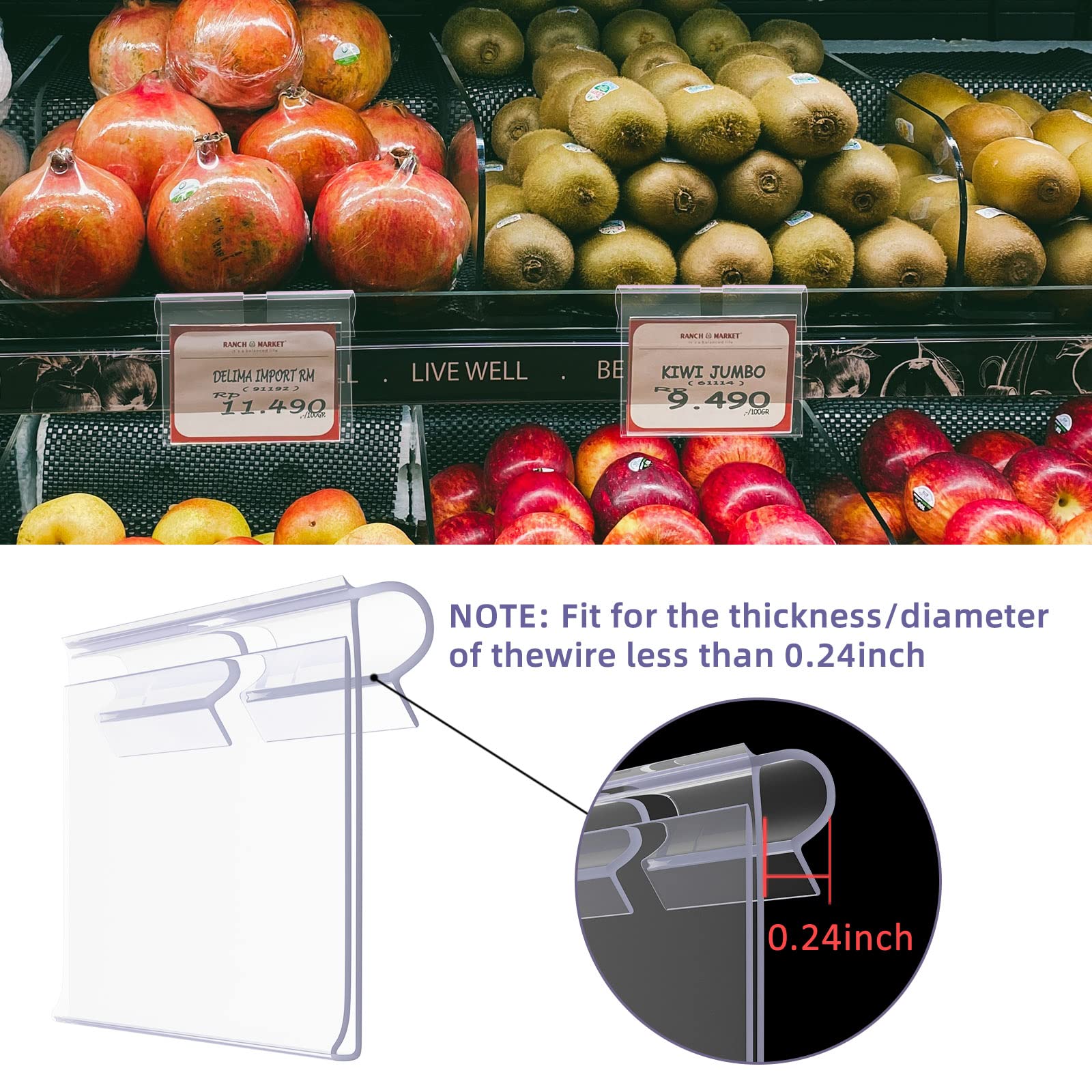 60PCS Clear Plastic Storage Bin Label Clips with 80 Extra Label Papers - 6X4.2CM Wire Shelf, Basket & Closet Organizers for Pantry, Fabric Cubes & Cloth Bins - Perfect for Home, Office & Classroom Organization