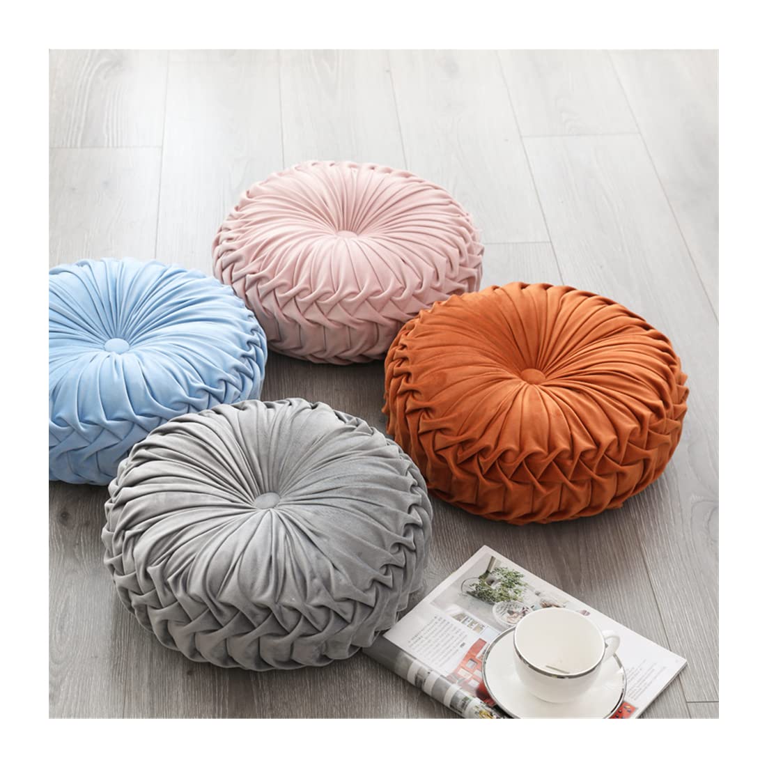 Baiyuruodie Round Velvet Throw Pillow - Soft Decorative Cushion for Sofa, Bed, Bedroom - 15 Inch (38cm) Grey - Perfect for Living Room Decor, Cozy Home Accent & Guest Room Styling