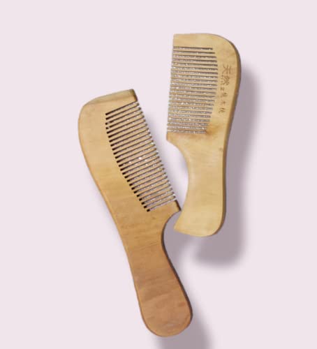 Premium Set of 2 Wooden Combs - Mini & Regular Size for Men & Women | Natural Hair Care for Detangling, Scalp Massage & Styling | Perfect for Travel, Home & Salon Use