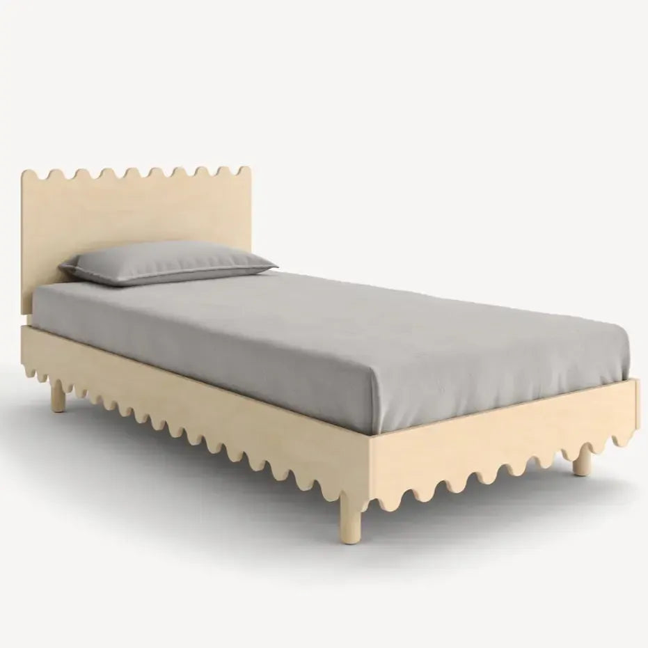 Oeuf Moss Twin Bed in Birch Wood - Modern Scandinavian Kids Bedroom Furniture for Toddlers & Teens - Perfect for Nursery, Bedroom, or Guest Room