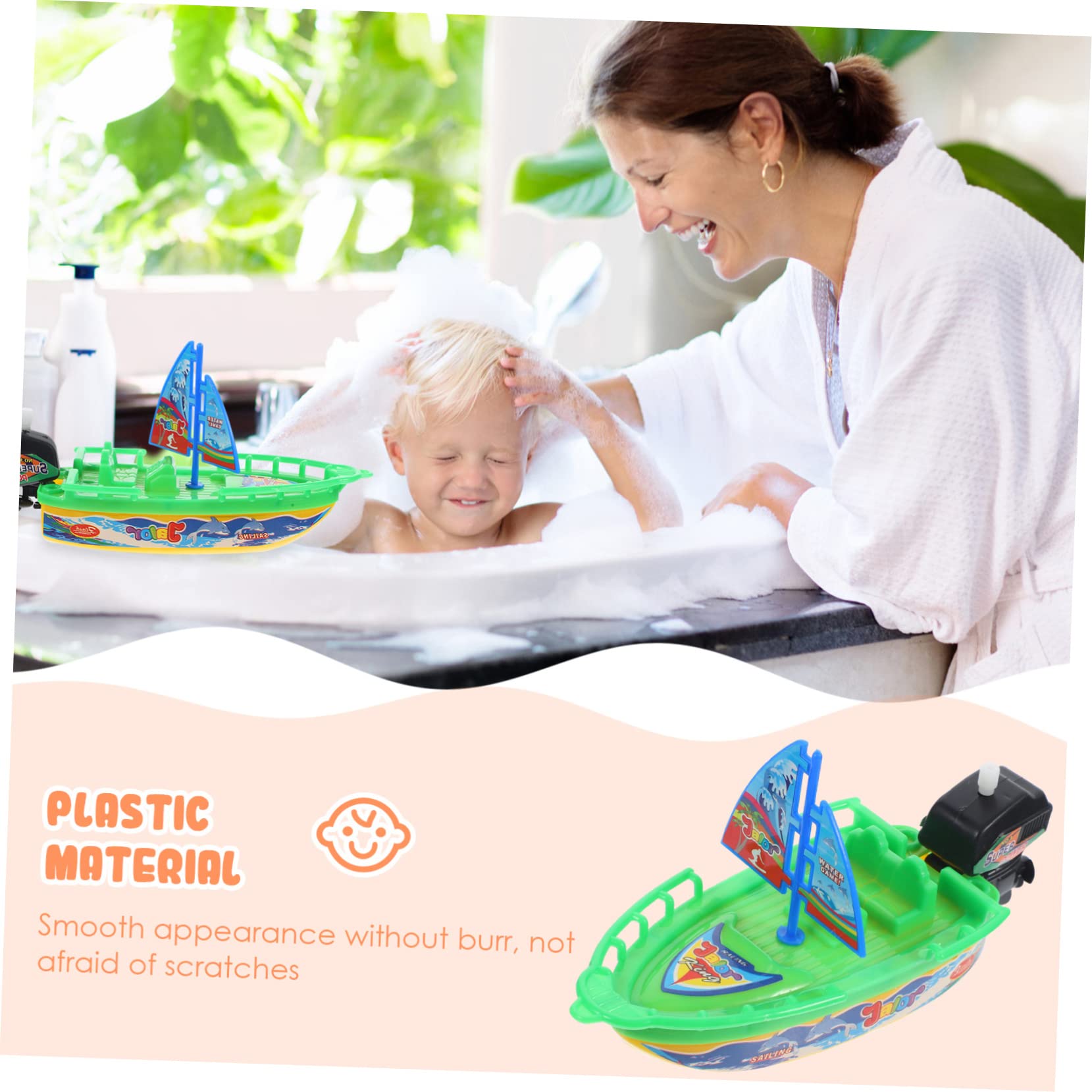 HAWILLOSCH 3-Piece Clockwork Boat Toy Set - Wind-Up Speedboat, Submarine & Bathtub Toys for Kids - Durable Plastic Bath Time Fun (Perfect for Pool, Bathtub & Outdoor Water Play)