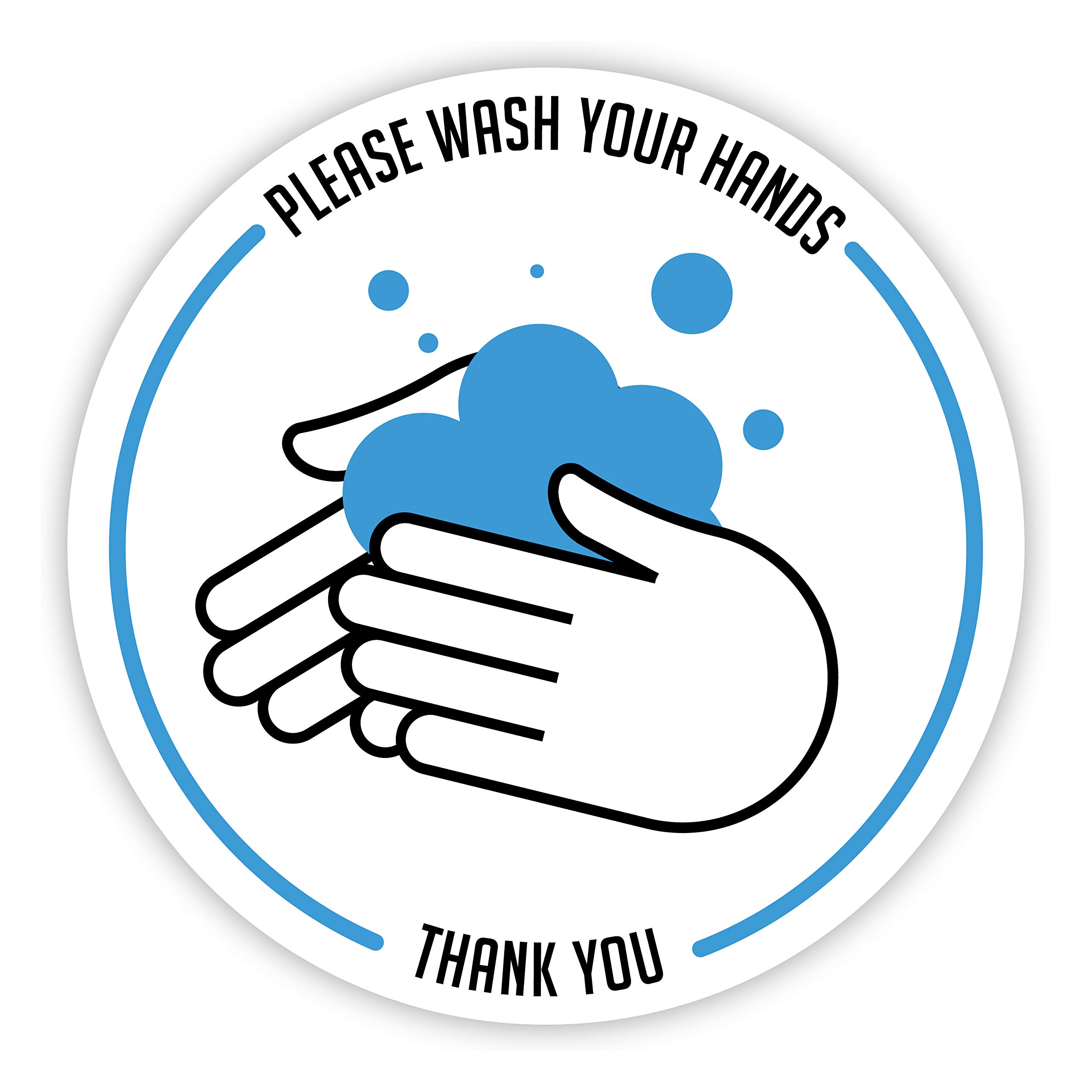 20 Pack Wash Your Hands Sign Stickers - 4 Inch Self-Adhesive Hygiene Reminders for Bathrooms, Kitchens & Public Spaces