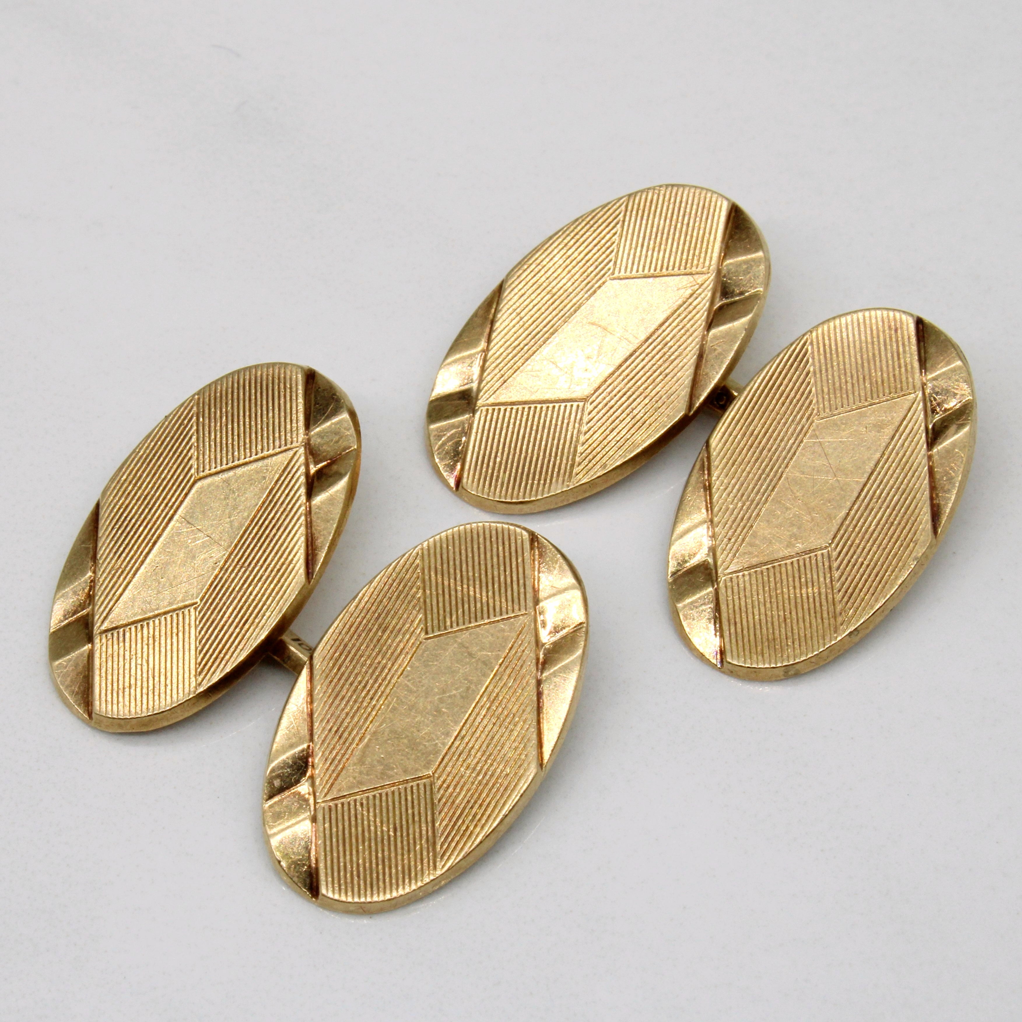 10k Yellow Gold Cufflinks for Men - Elegant Dress Accessories for Weddings, Business & Formal Events - Classic Gold Cuff Links for Suits & Tuxedos