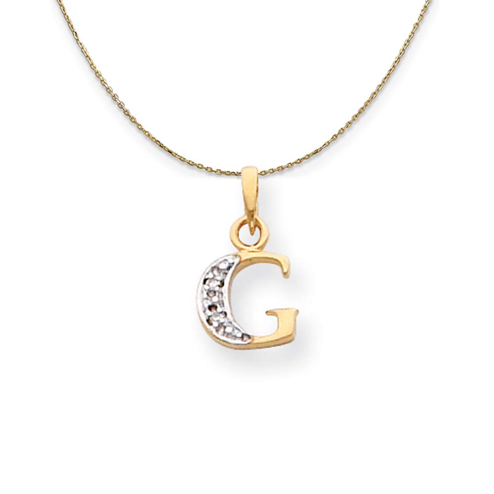 14k Yellow Gold Chloe Mini Initial G Necklace with Diamond Accent - Elegant Black Bow Pendant for Women | Perfect for Valentine's Day, Anniversary Gifts & Special Occasions